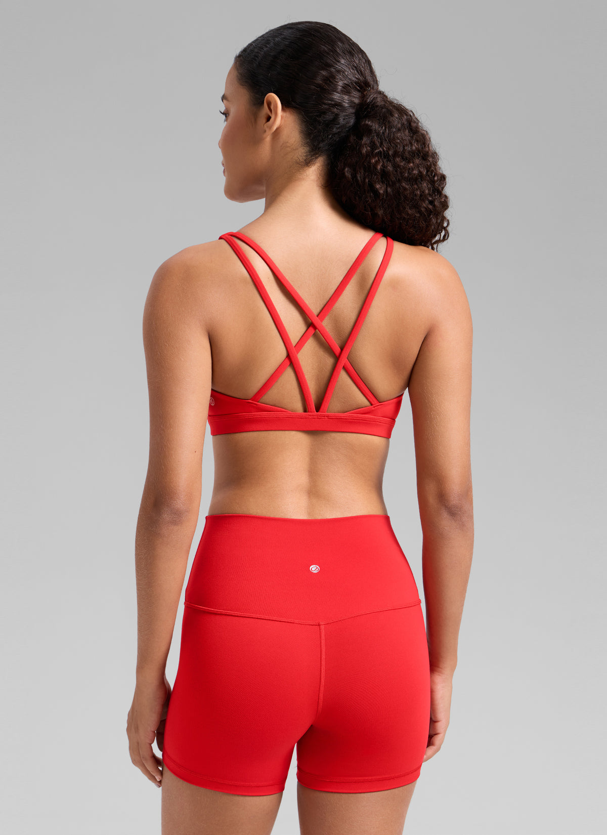 CRZ YOGA Women's Butterlift Workout U Neck Cross Back Sports Bra Deep Red @model_info:Gabi