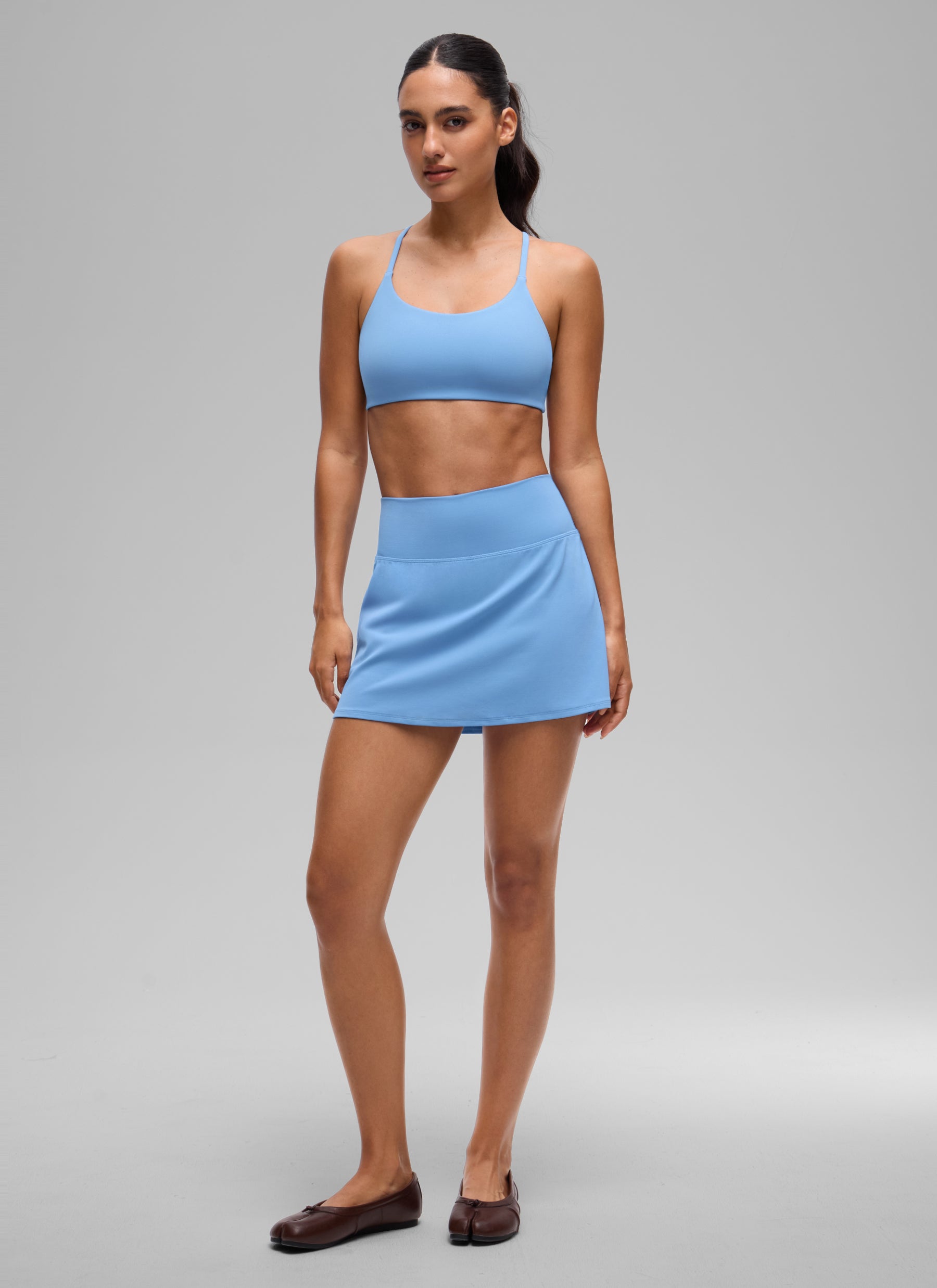 CRZ YOGA Women's Butterlift® Yoga V Back Double Lined Sports Bra Party Blue @model_info:A