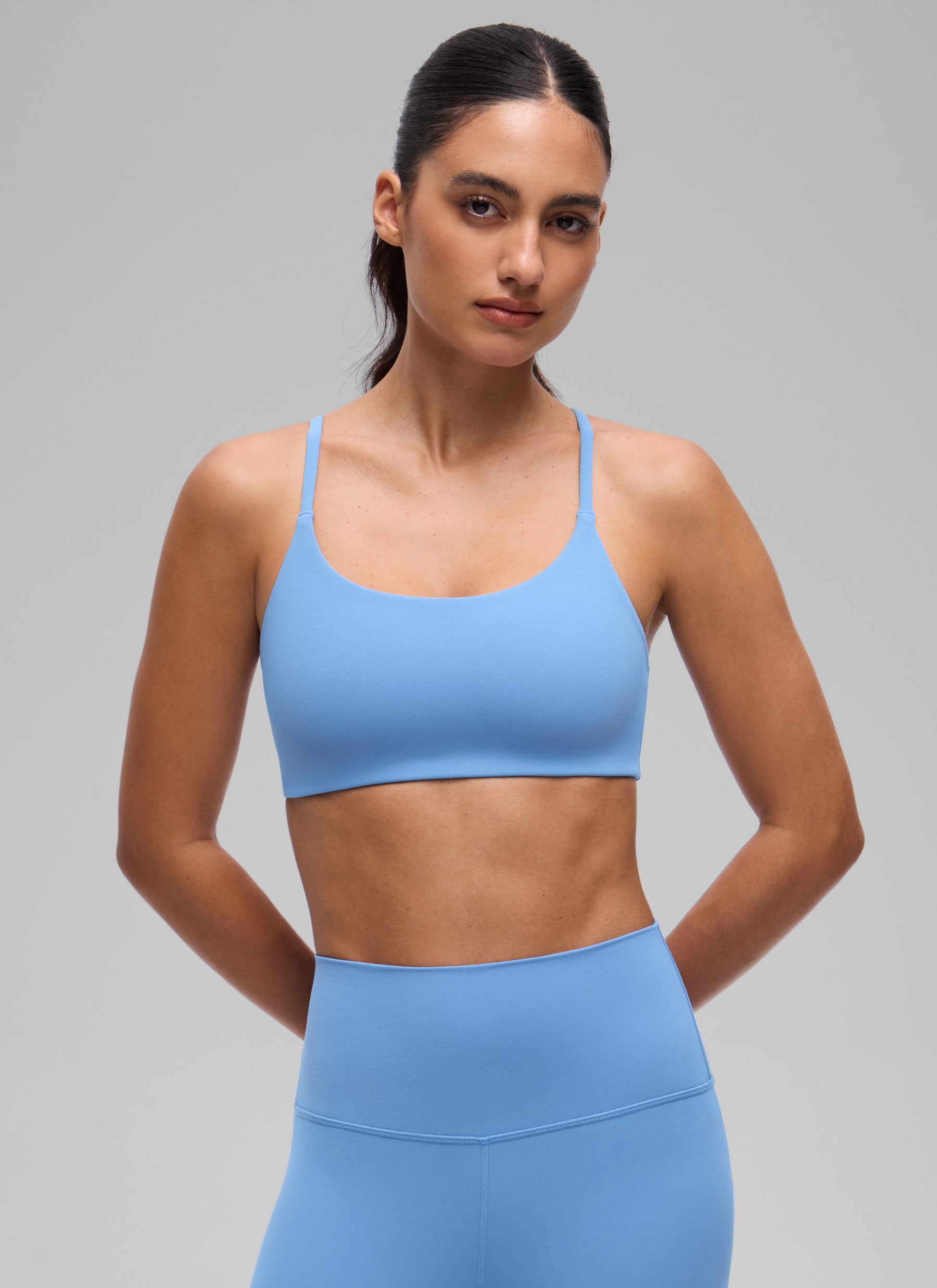 CRZ YOGA Women's Butterlift® Yoga V Back Double Lined Sports Bra Party Blue @model_info:A