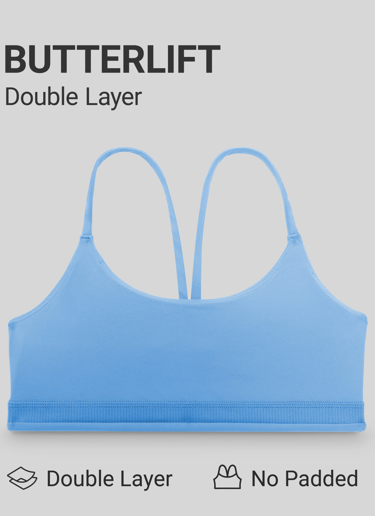 CRZ YOGA Women's Butterlift® Yoga V Back Double Lined Sports Bra Party Blue @model_info:X1