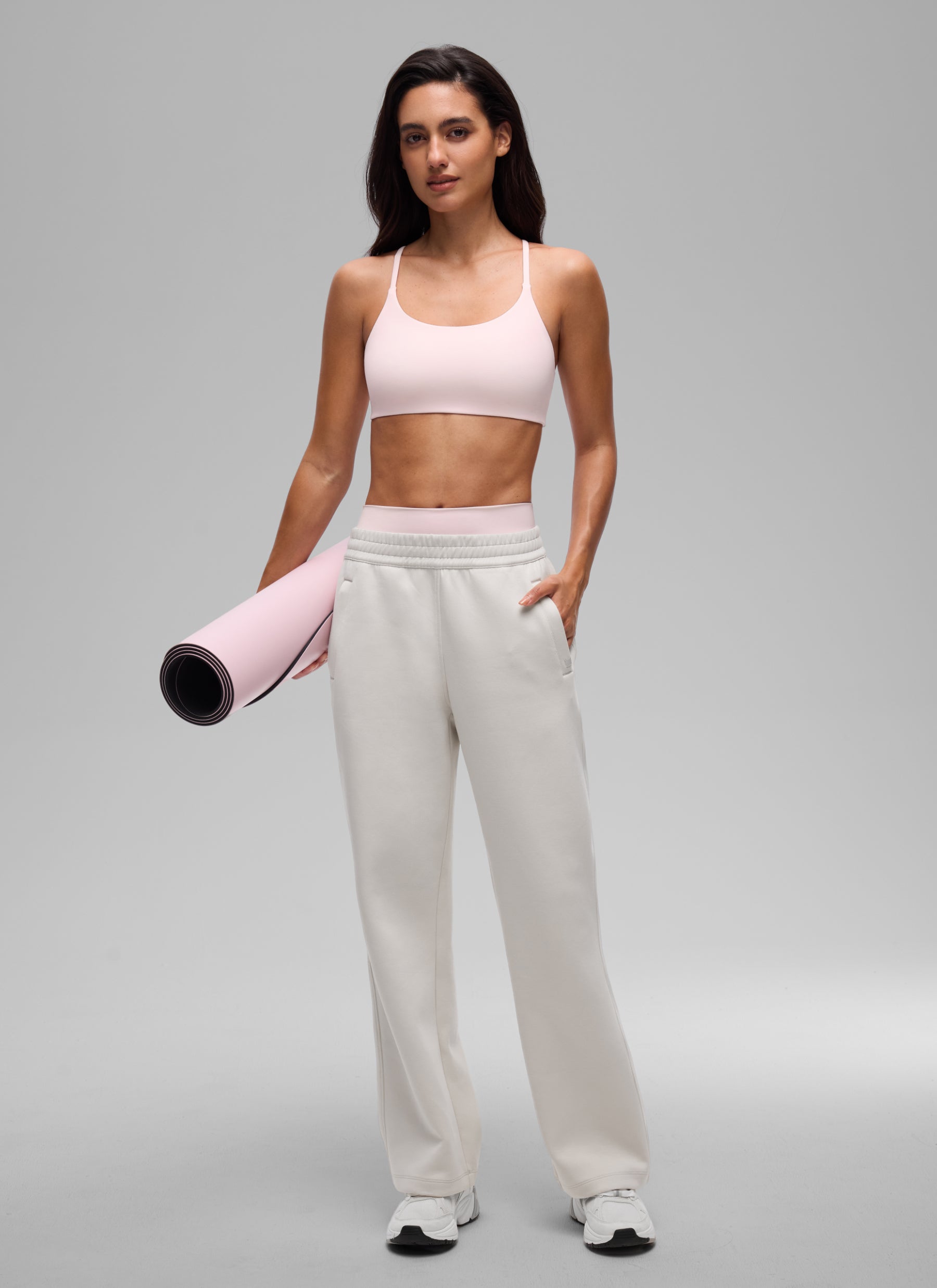CRZ YOGA Women's Butterlift® Yoga V Back Double Lined Sports Bra Strawberry Pink @model_info:A