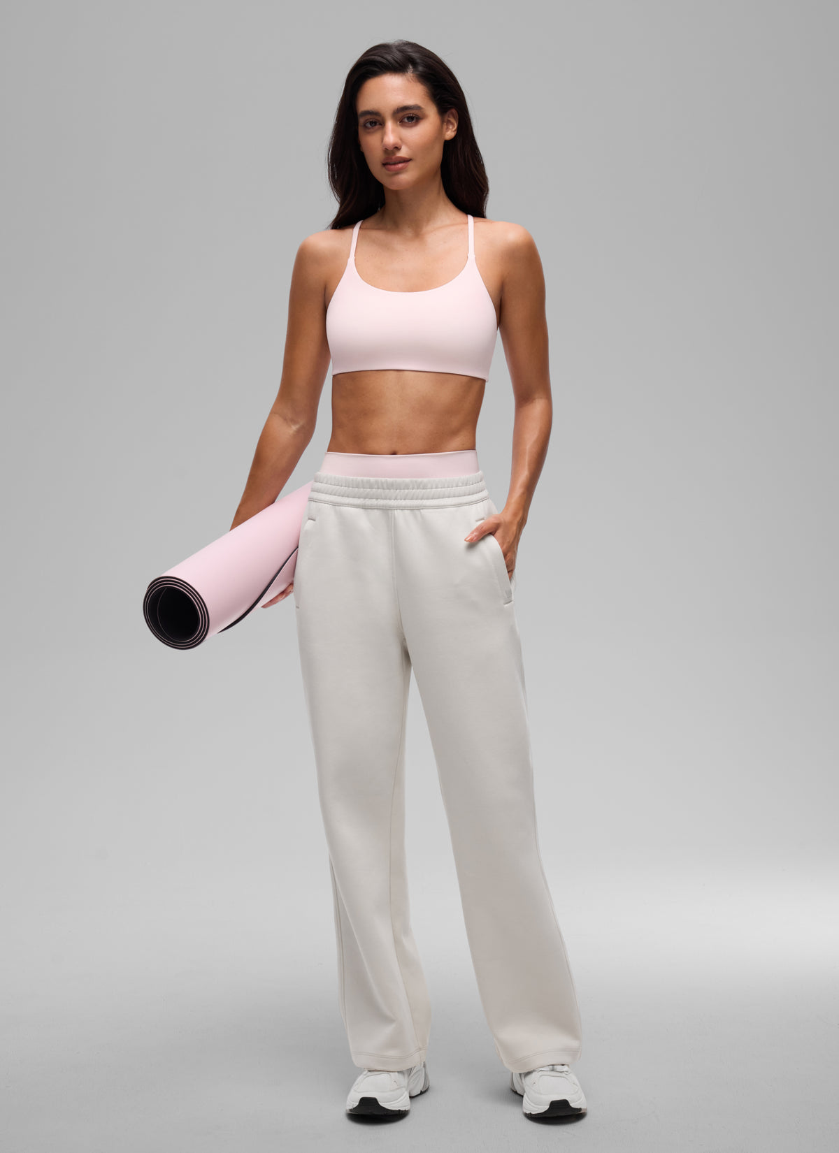 CRZ YOGA Women's Butterlift® Yoga V Back Double Lined Sports Bra Strawberry Pink @model_info:A