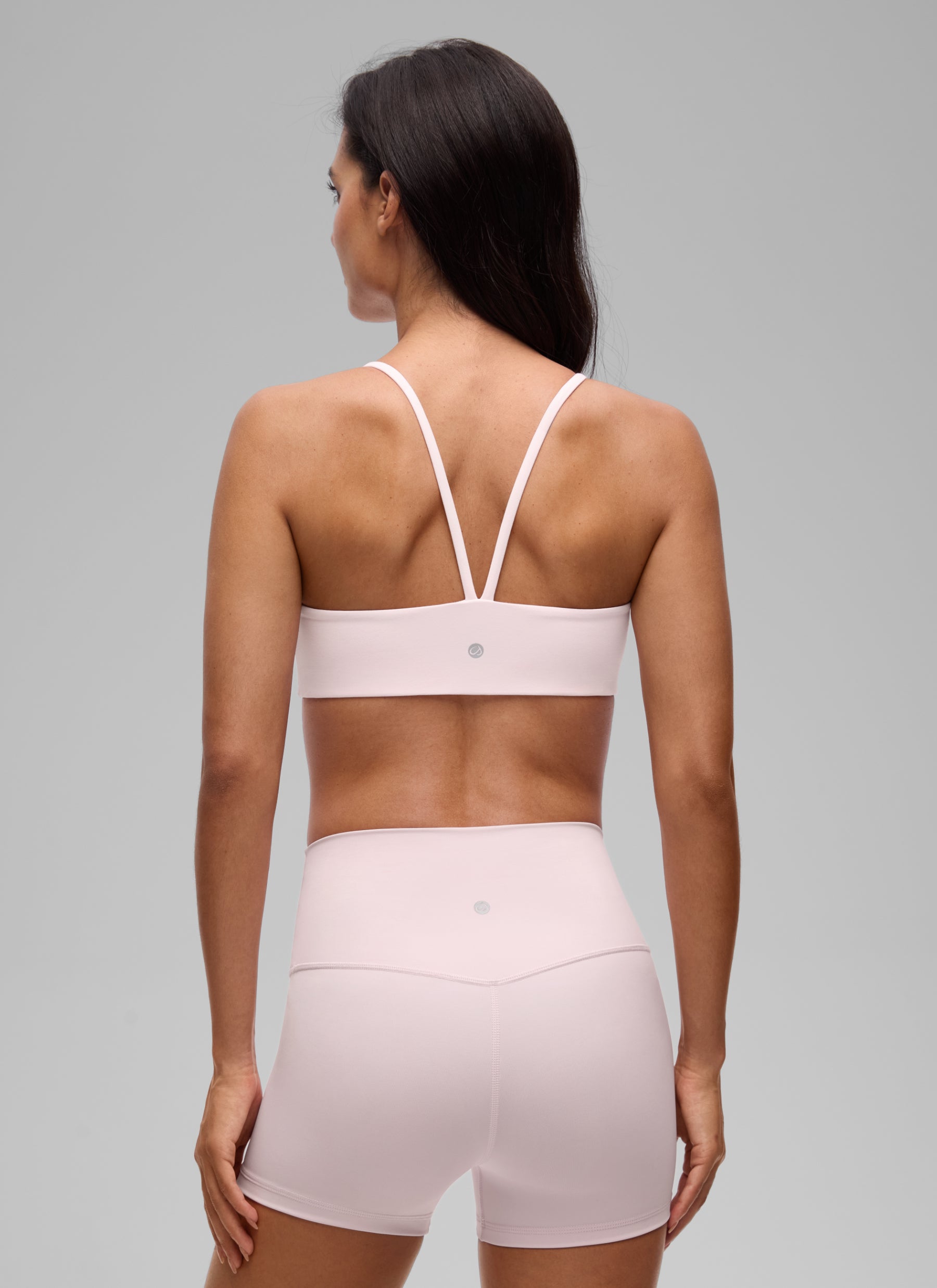 CRZ YOGA Women's Butterlift® Yoga V Back Double Lined Sports Bra Strawberry Pink @model_info:A