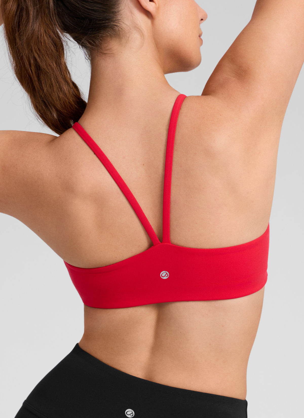 CRZ YOGA Women's Butterlift® Yoga V Back Double Lined Sports Bra Aurora Red