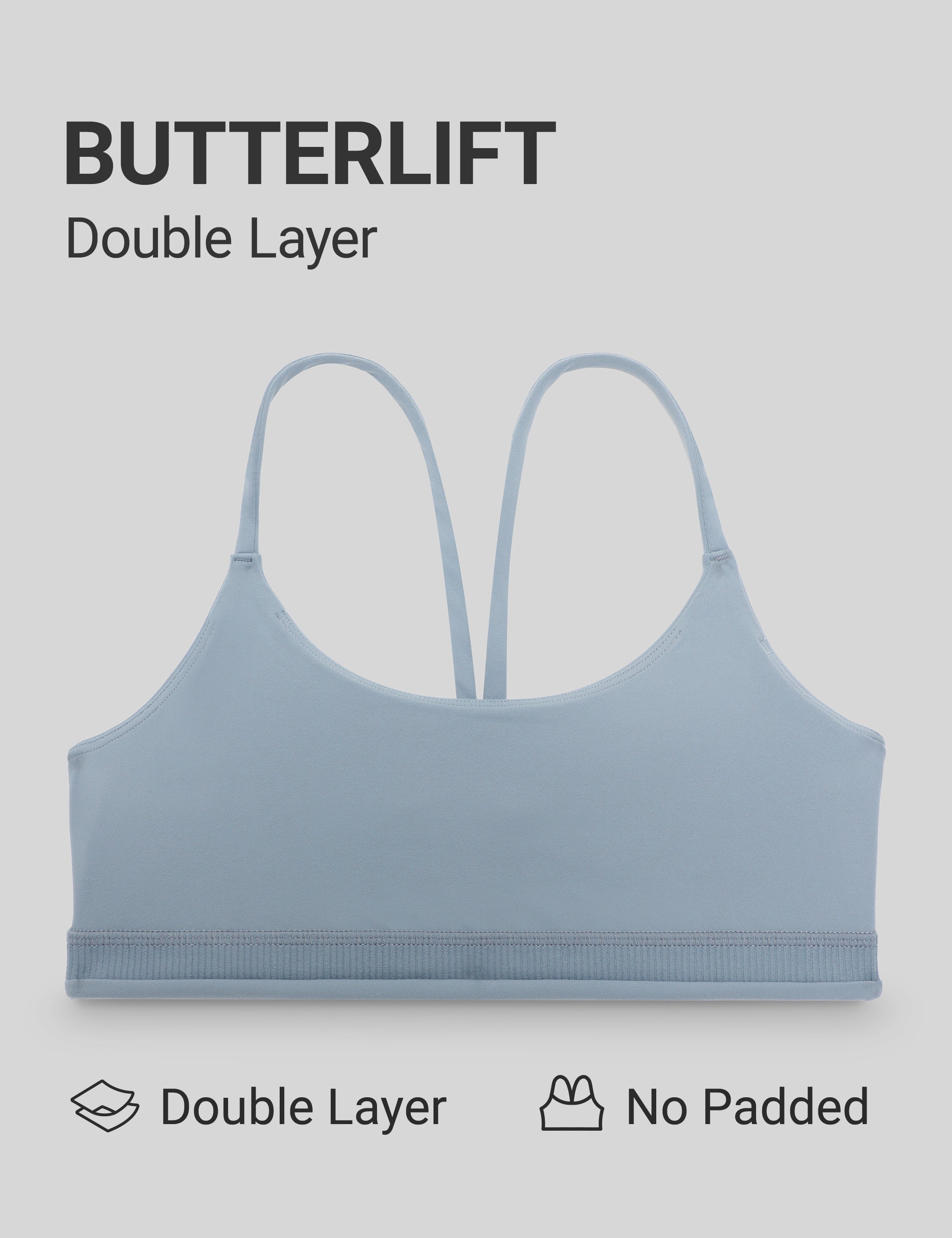 CRZ YOGA Women's Butterlift® Yoga V Back Double Lined Sports Bra Belgian Blue @model_info:X1
