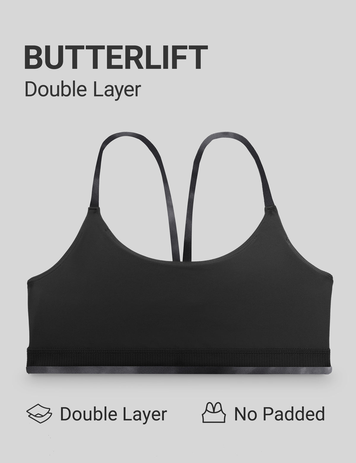 CRZ YOGA Women's Butterlift® Yoga V Back Double Lined Sports Bra Grey Tie Dye Flowers @model_info:X1