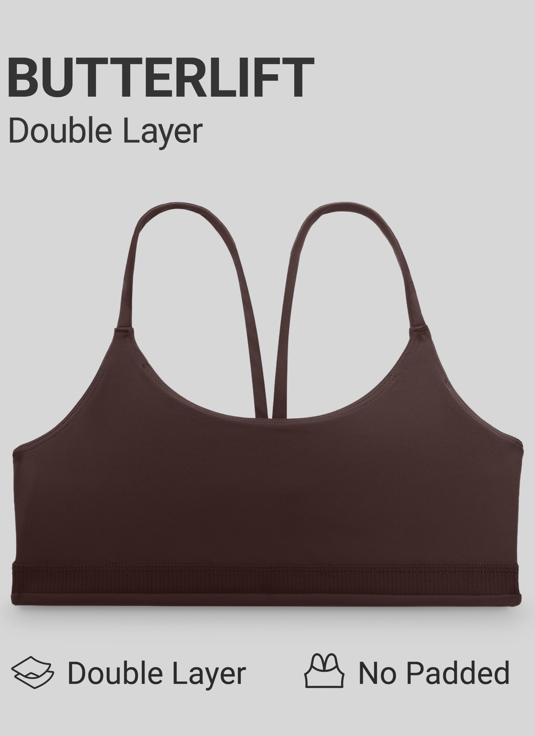 CRZ YOGA Women's Butterlift® Yoga V Back Double Lined Sports Bra Hot Fudge Brown @model_info:X1