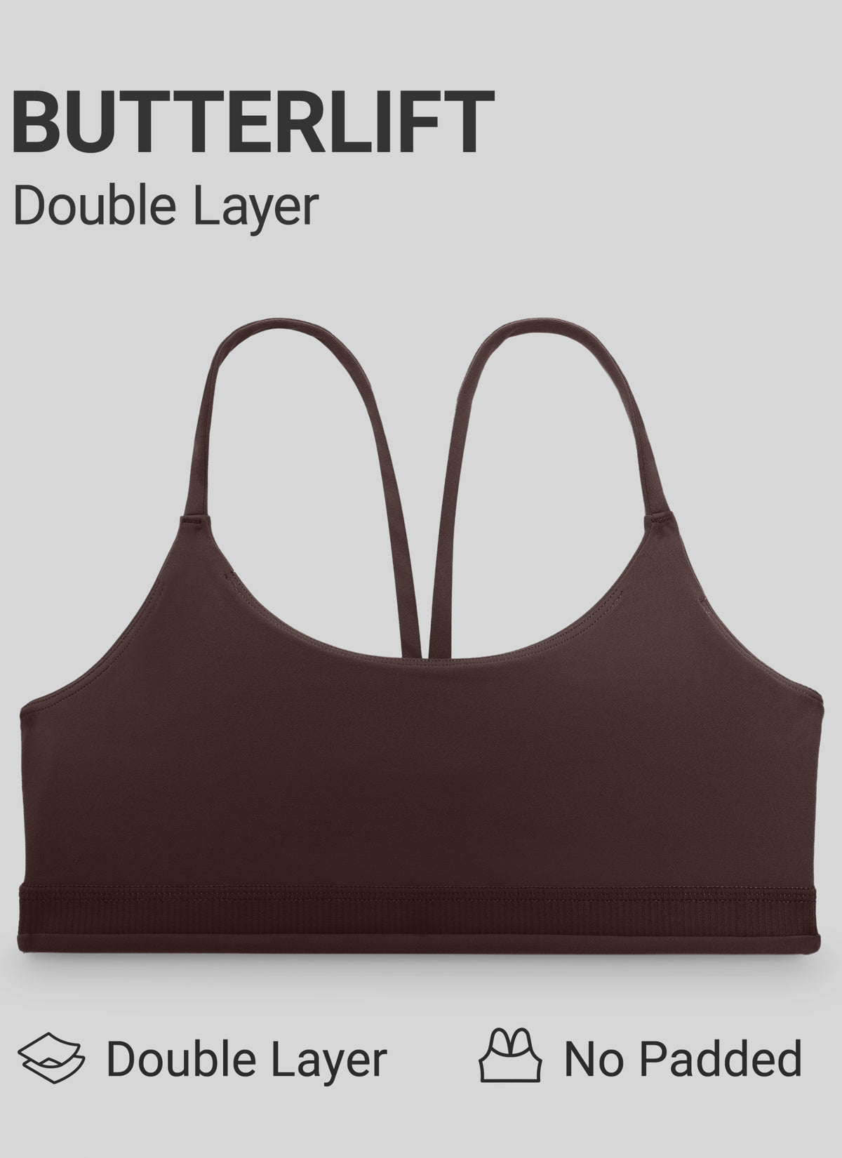 CRZ YOGA Women's Butterlift® Yoga V Back Double Lined Sports Bra Hot Fudge Brown @model_info:X1