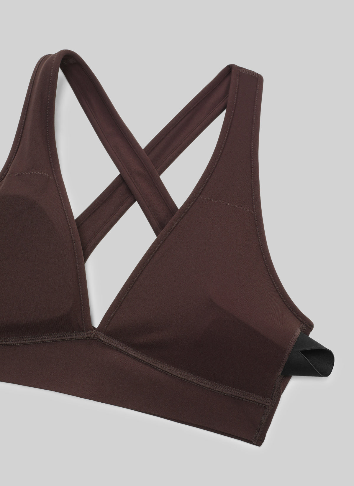 CRZ YOGA Women's Butterlift® Workout Deep V Neck Cross Back Sports Bra Hot Fudge Brown