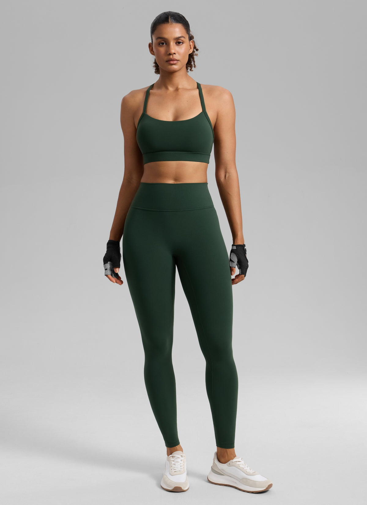CRZ YOGA Women's Butterlift Yoga U Neck Cross Back Keyhole Sports Bra Legend Green @model_info:Barbara