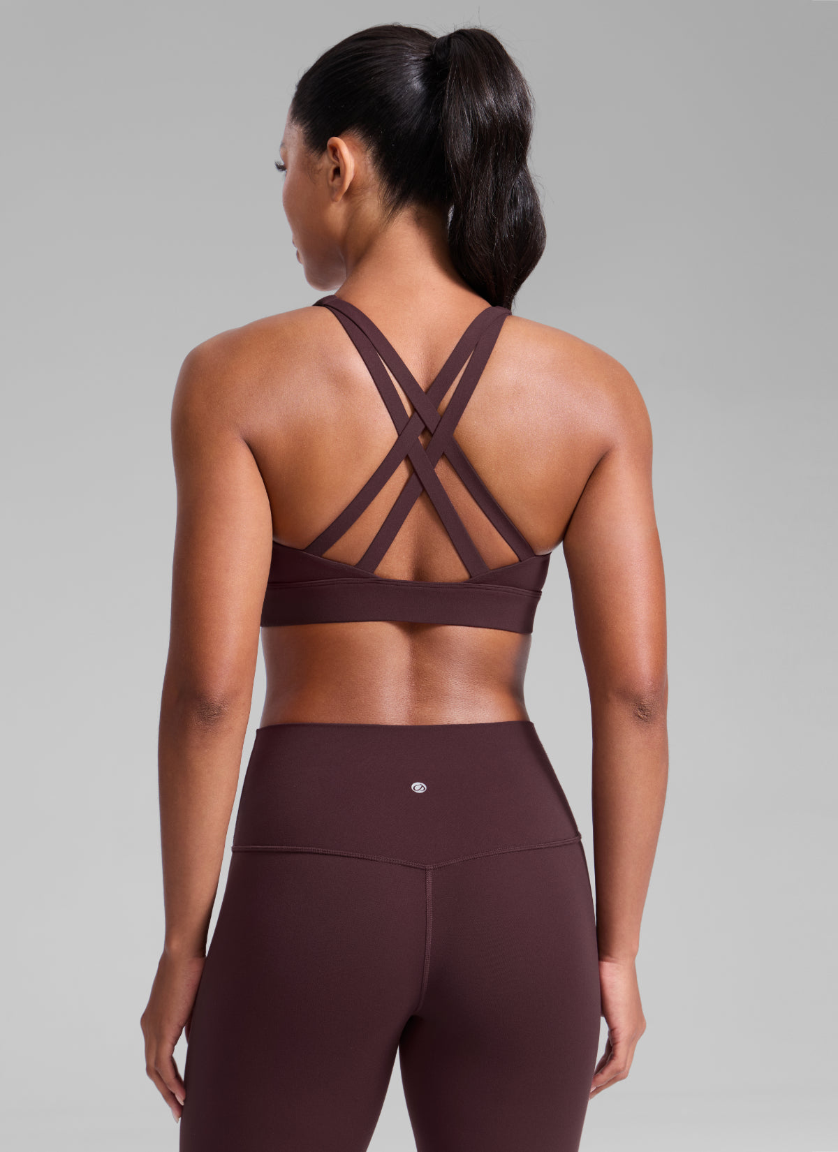 CRZ YOGA Women's Butterlift® Workout Crewneck Cross Back Sports Bra Ripe Plum