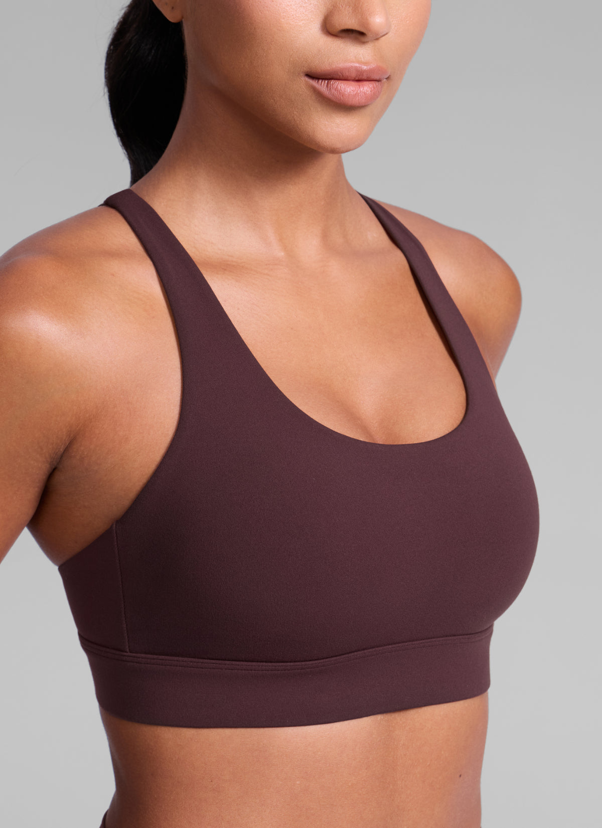 CRZ YOGA Women's Butterlift® Workout Crewneck Cross Back Sports Bra Ripe Plum
