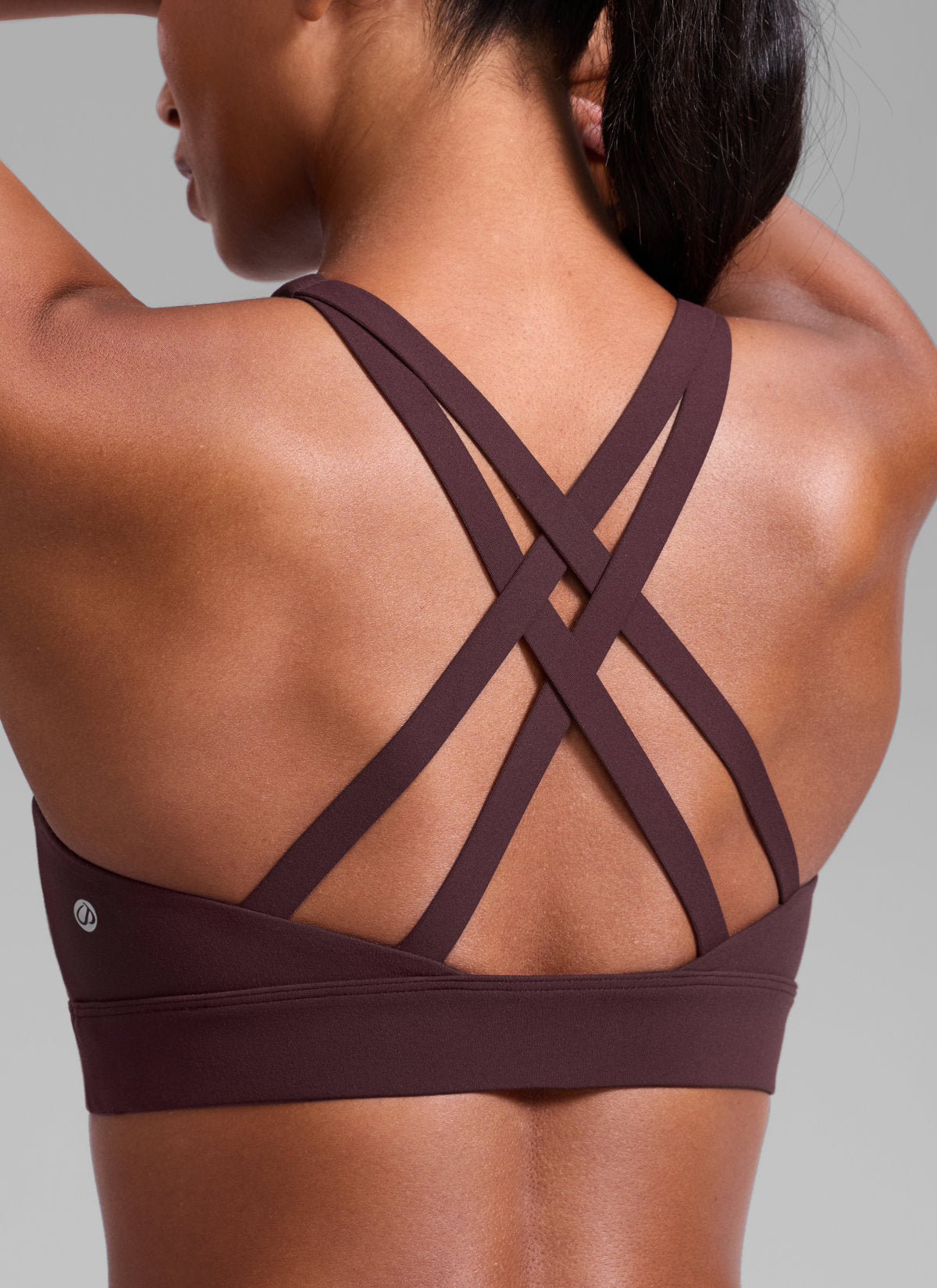 CRZ YOGA Women's Butterlift® Workout Crewneck Cross Back Sports Bra Ripe Plum