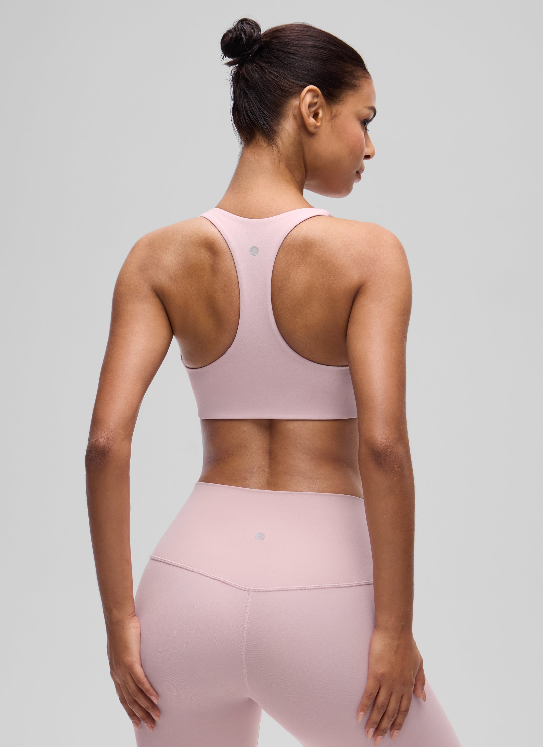 CRZ YOGA Women's Butterluxe Yoga V Neck RacerBack Build in Sports Bra Pink Haze @model_info:T