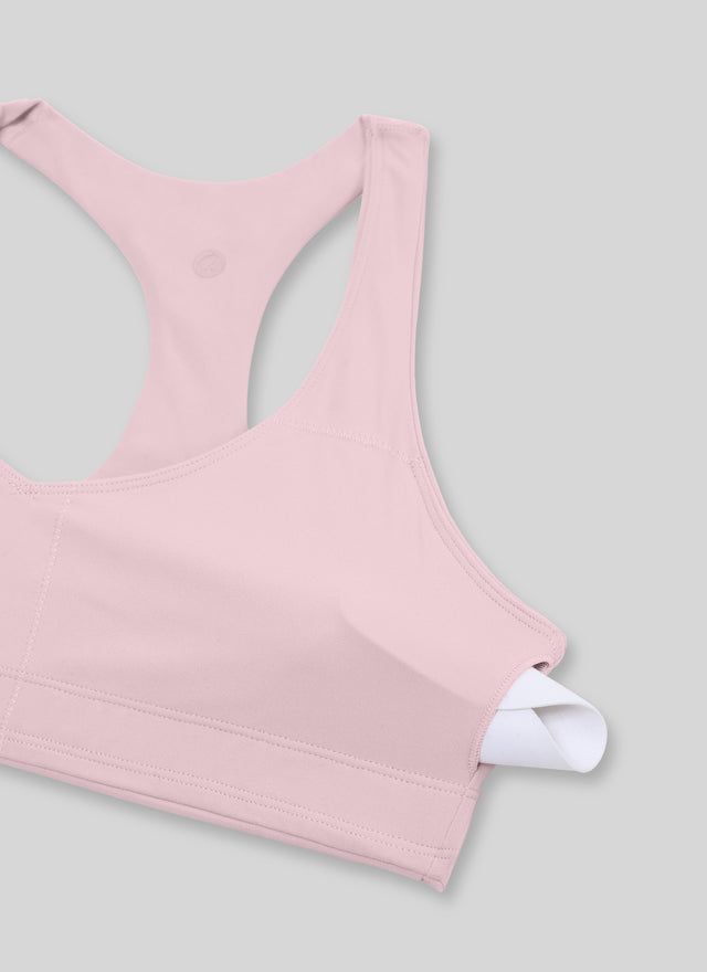 CRZ YOGA Women's Butterluxe Yoga V Neck RacerBack Build in Sports Bra Pink Haze @model_info:X1