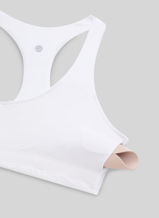 CRZ YOGA Women's Butterluxe Yoga V Neck RacerBack Build in Sports Bra White