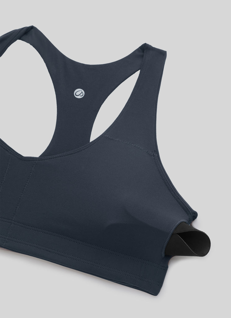 CRZ YOGA Women's Butterluxe Yoga V Neck RacerBack Build in Sports Bra True Navy