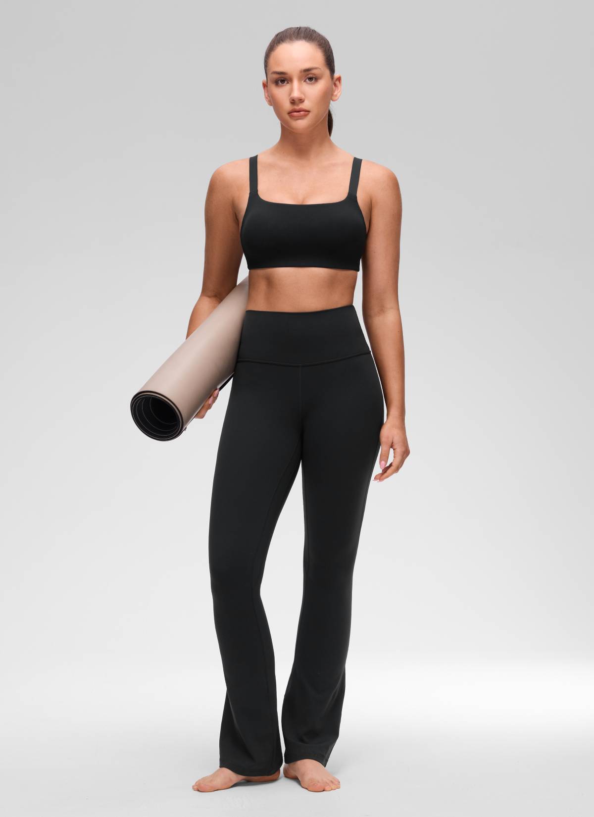 CRZ YOGA Women's Butterluxe Yoga U Neck Square Back Sports Bra Black