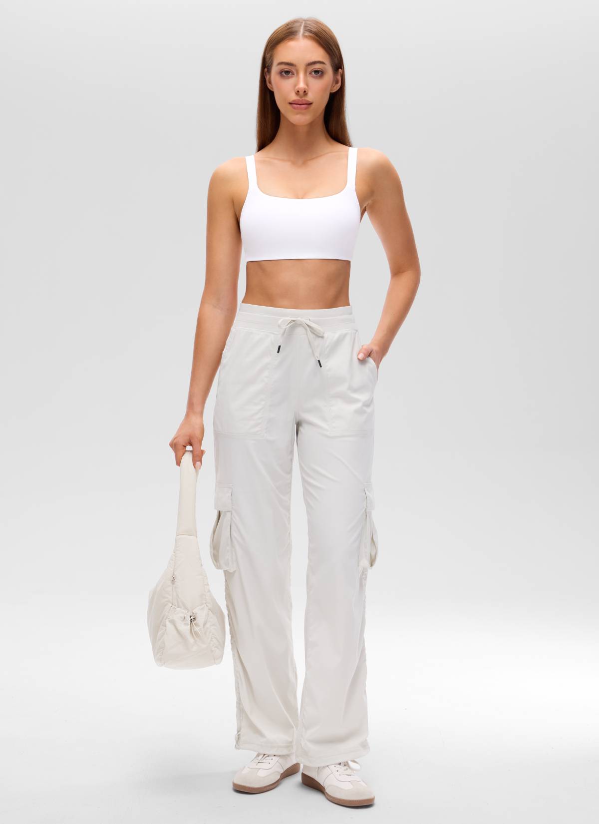 CRZ YOGA Women's Butterluxe Yoga U Neck Square Back Sports Bra White