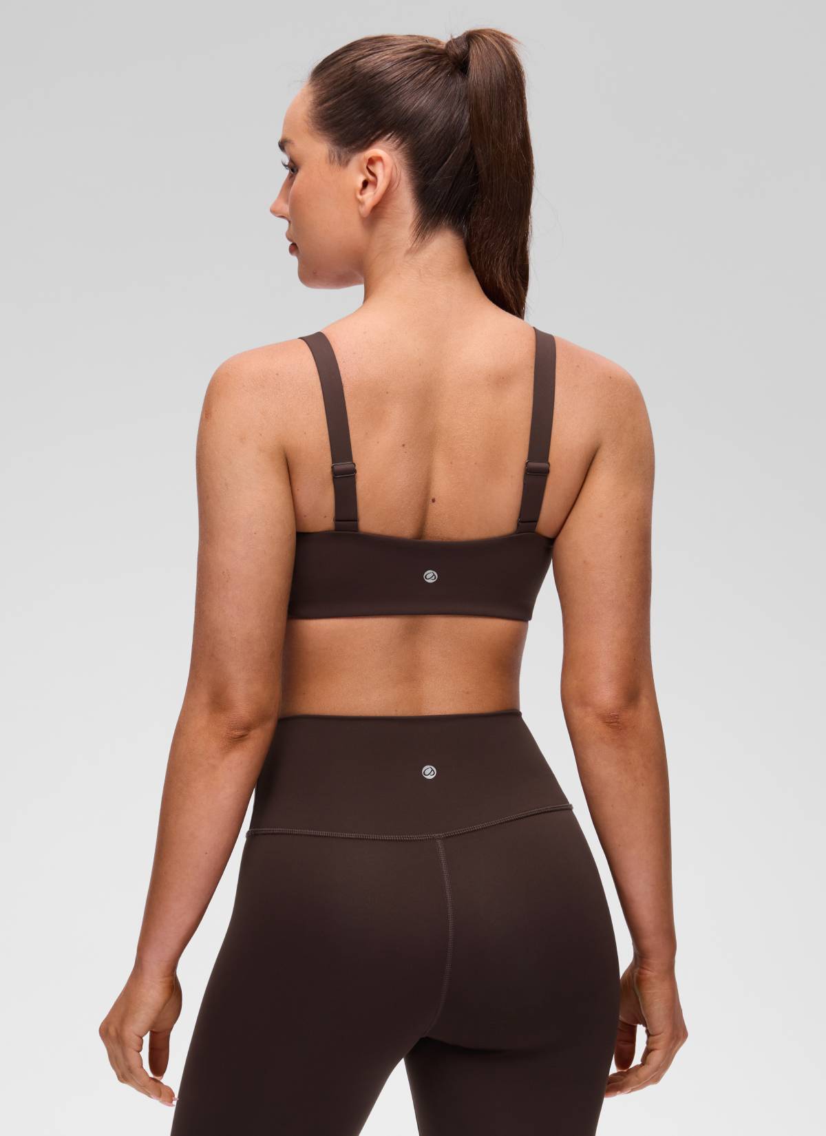 CRZ YOGA Women's Butterluxe Yoga U Neck Square Back Sports Bra Hot Fudge Brown