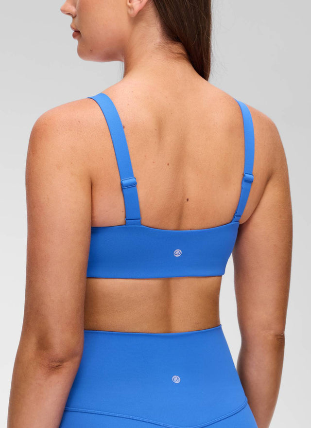 CRZ YOGA Women's Butterluxe Yoga U Neck Square Back Sports Bra Sparkle Blue