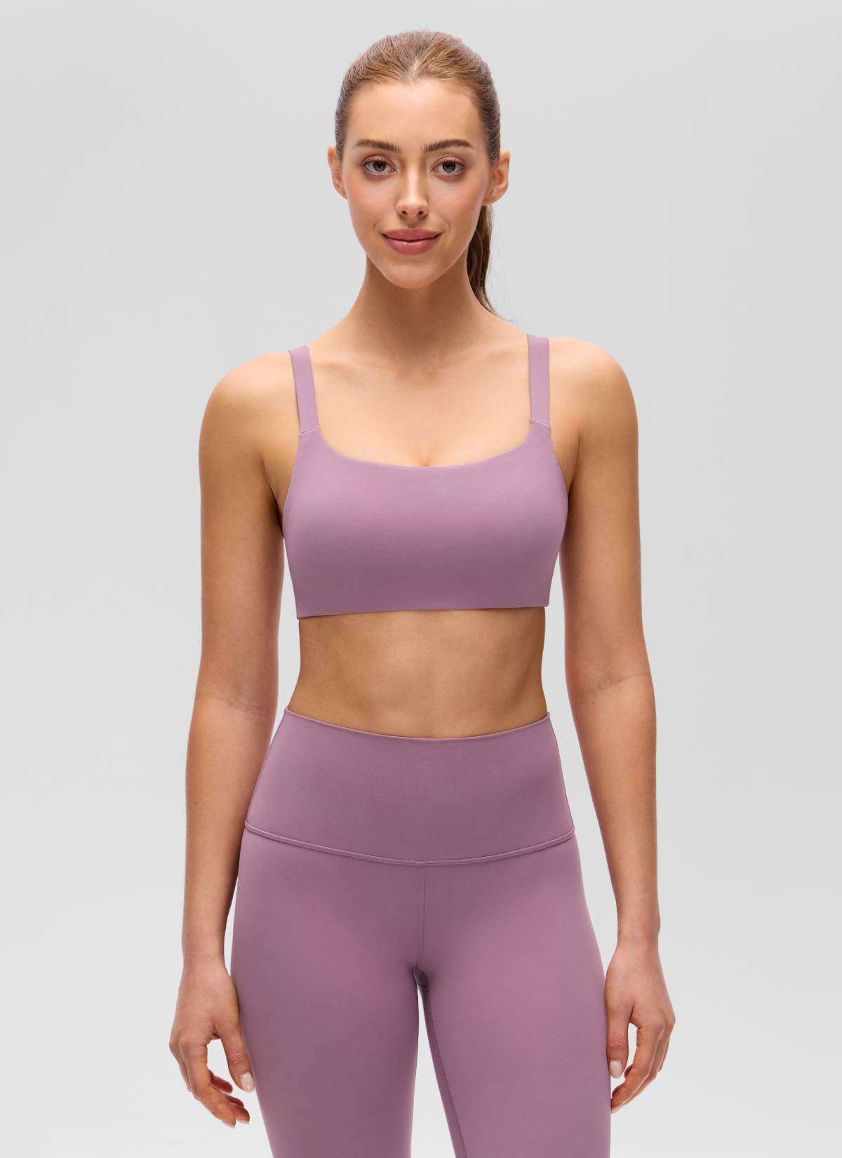 CRZ YOGA Women's Butterluxe Yoga U Neck Square Back Sports Bra Light Lavender