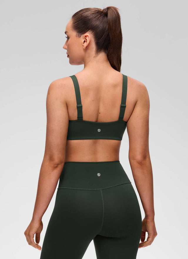 CRZ YOGA Women's Butterluxe Yoga U Neck Square Back Sports Bra Legend Green