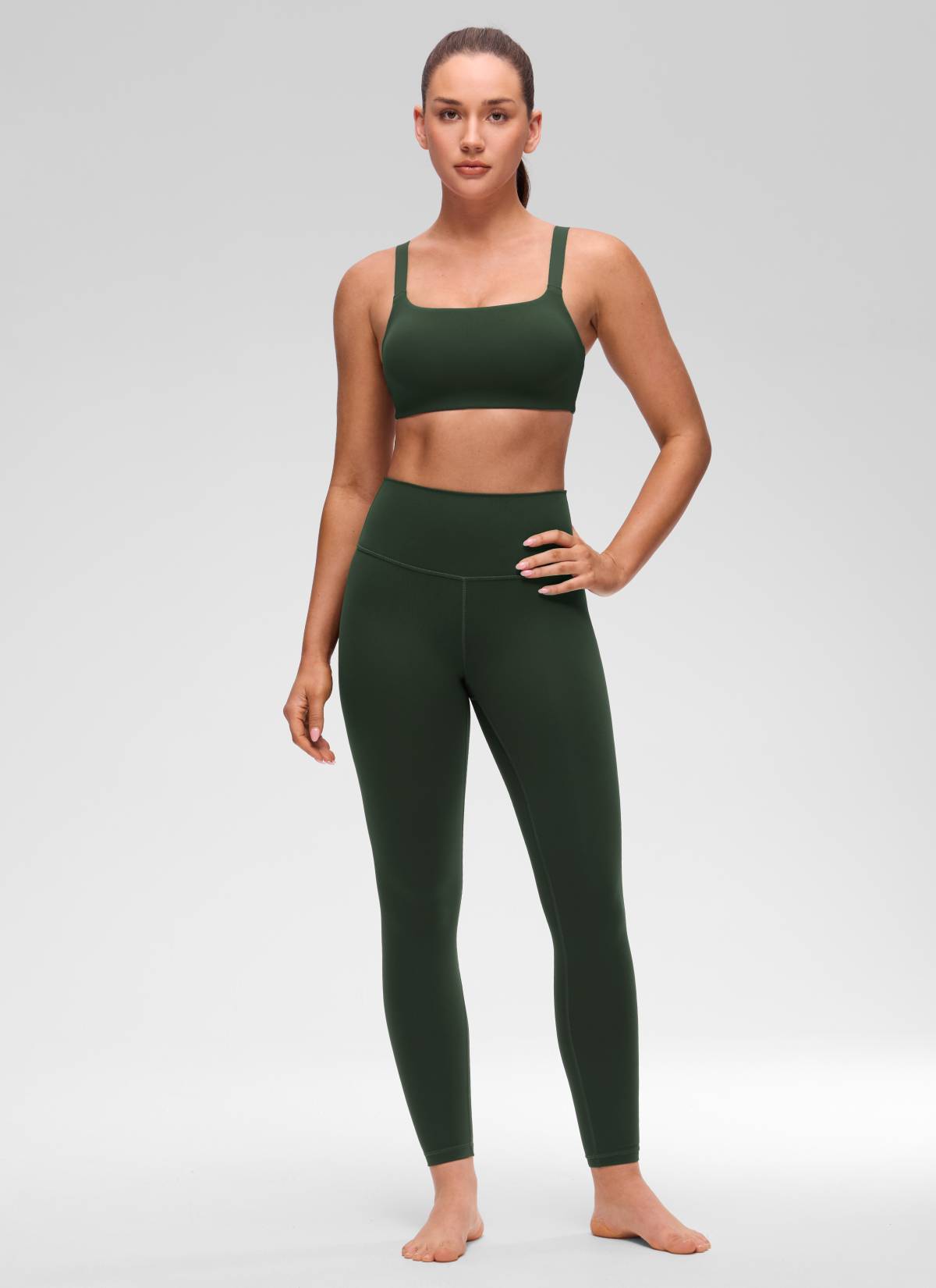 CRZ YOGA Women's Butterluxe Yoga U Neck Square Back Sports Bra Legend Green @model_info:Brooklym