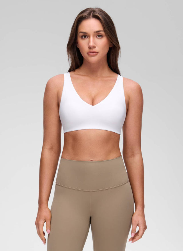 CRZ YOGA Women's Butterluxe Yoga U Back Sports Bra Light Support White