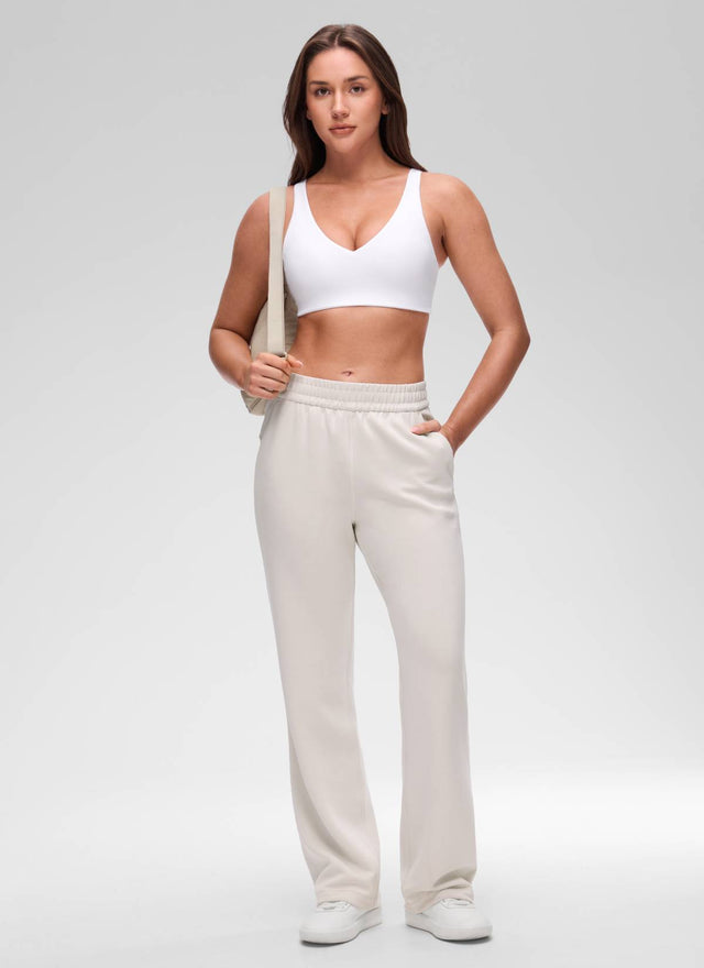 CRZ YOGA Women's Butterluxe Yoga U Back Sports Bra Light Support White