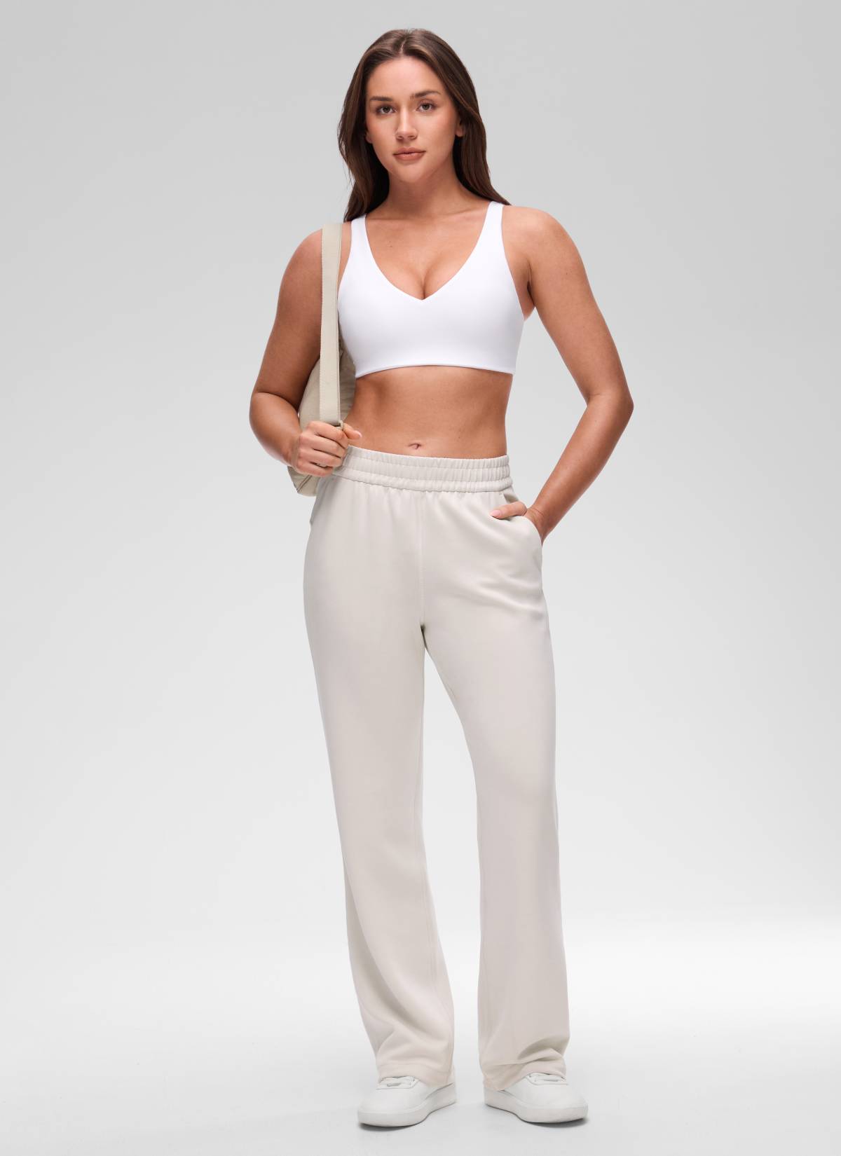 CRZ YOGA Women's Butterluxe Yoga U Back Sports Bra Light Support White