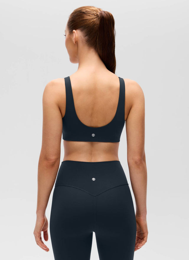 CRZ YOGA Women's Butterluxe Yoga U Back Sports Bra Light Support True Navy @model_info:Lary