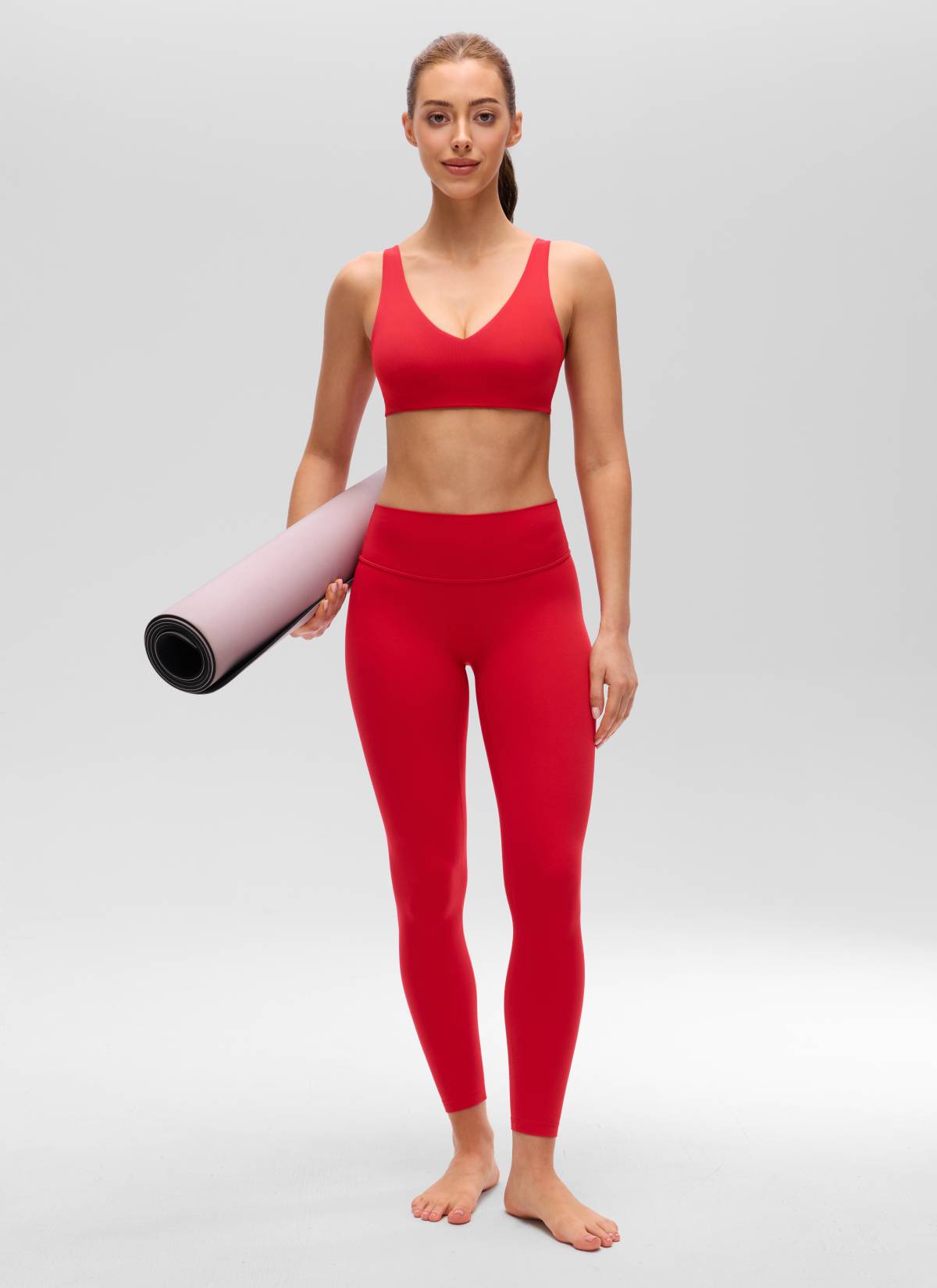 CRZ YOGA Women's Butterluxe Yoga U Back Sports Bra Light Support Aurora Red