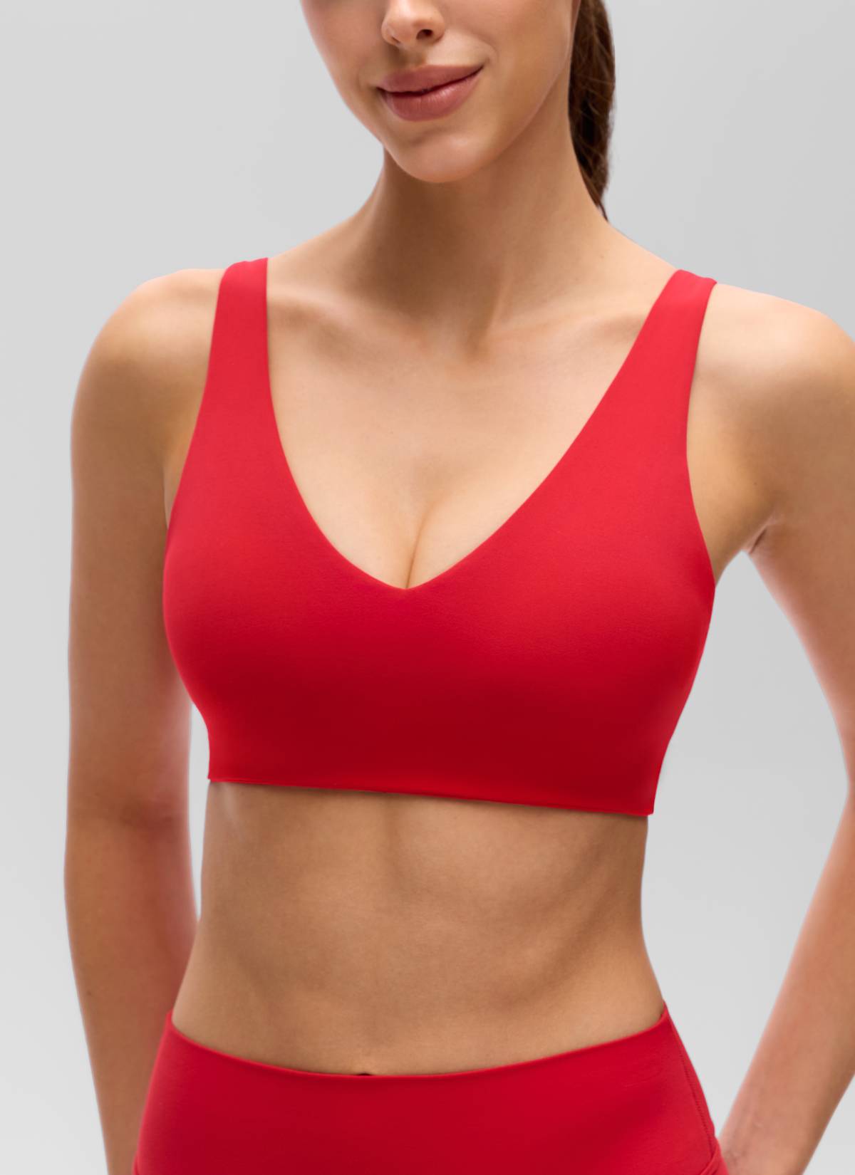 CRZ YOGA Women's Butterluxe Yoga U Back Sports Bra Light Support Aurora Red