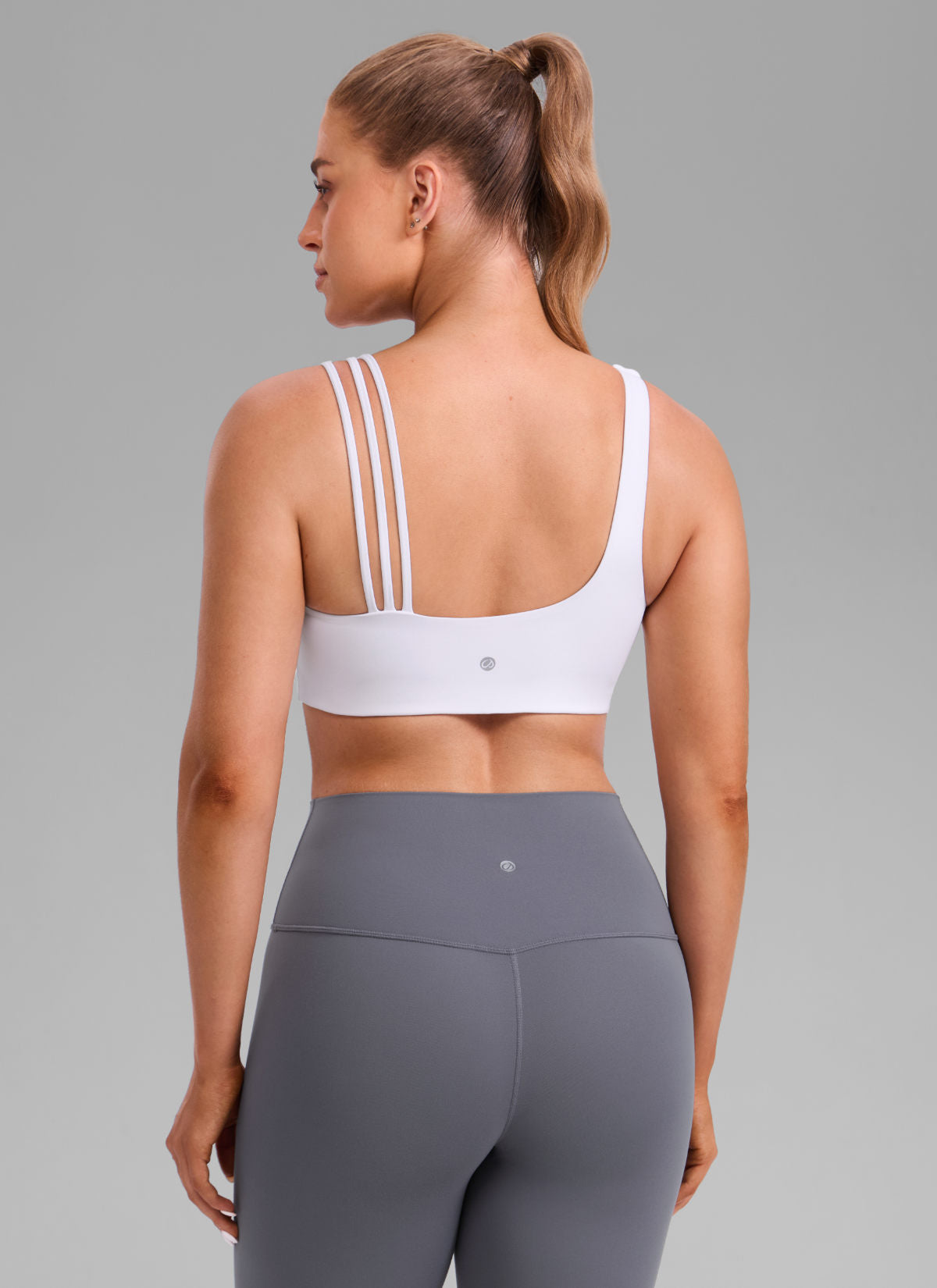 Women's Butterlift® Yoga Asymmetric Straps Sports Bra Medium Support White @model_info:Julia