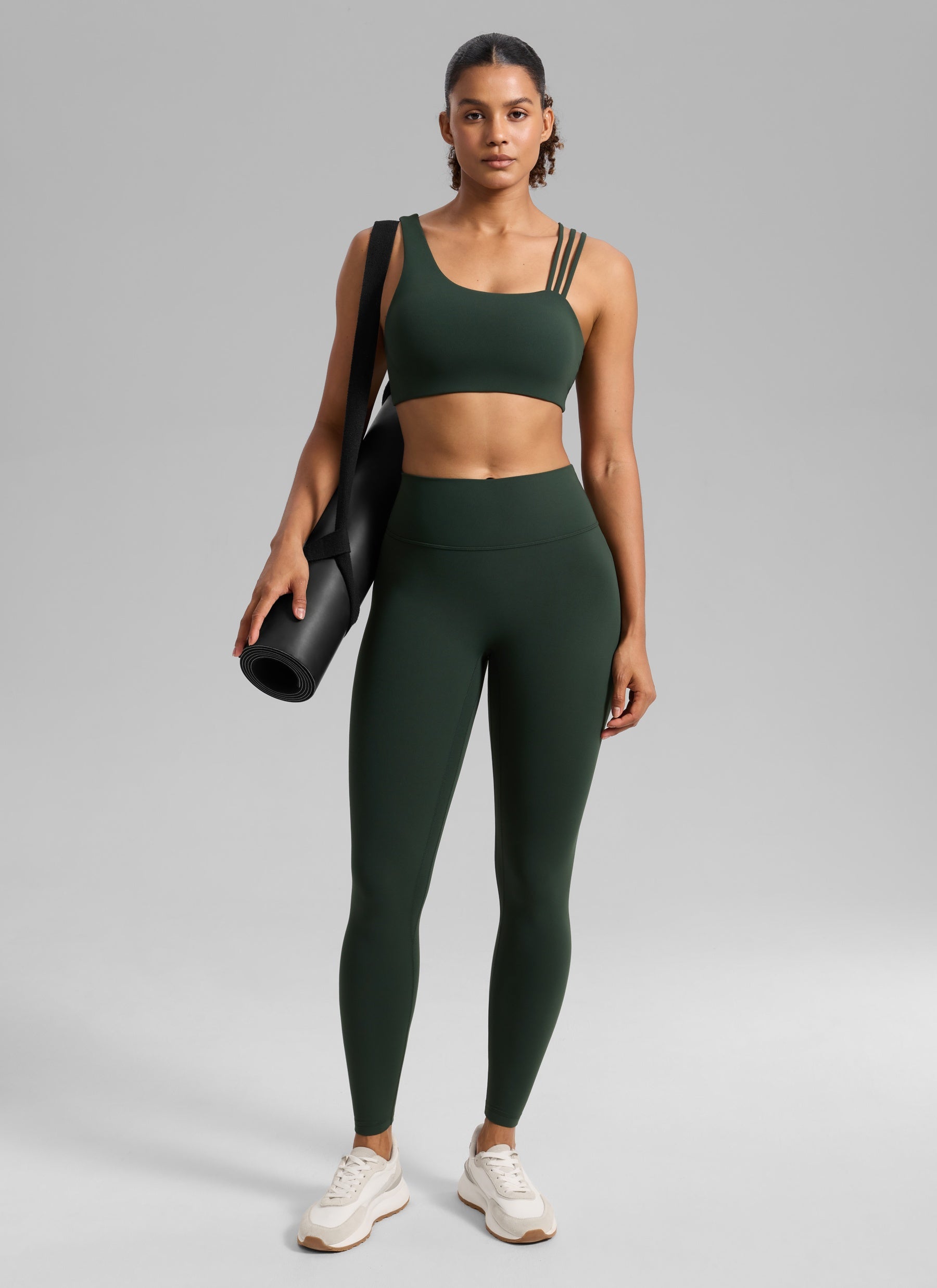 Women's Butterlift® Yoga Asymmetric Straps Sports Bra Medium Support Legend Green @model_info:Barbara