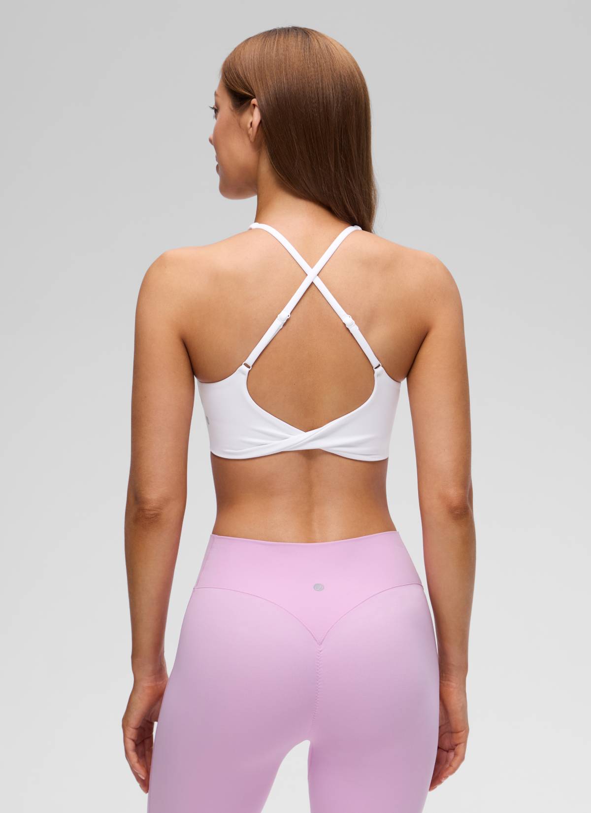 CRZ YOGA Women's Butterluxe Yoga V Neck Twist Cross Back Sports Bra White