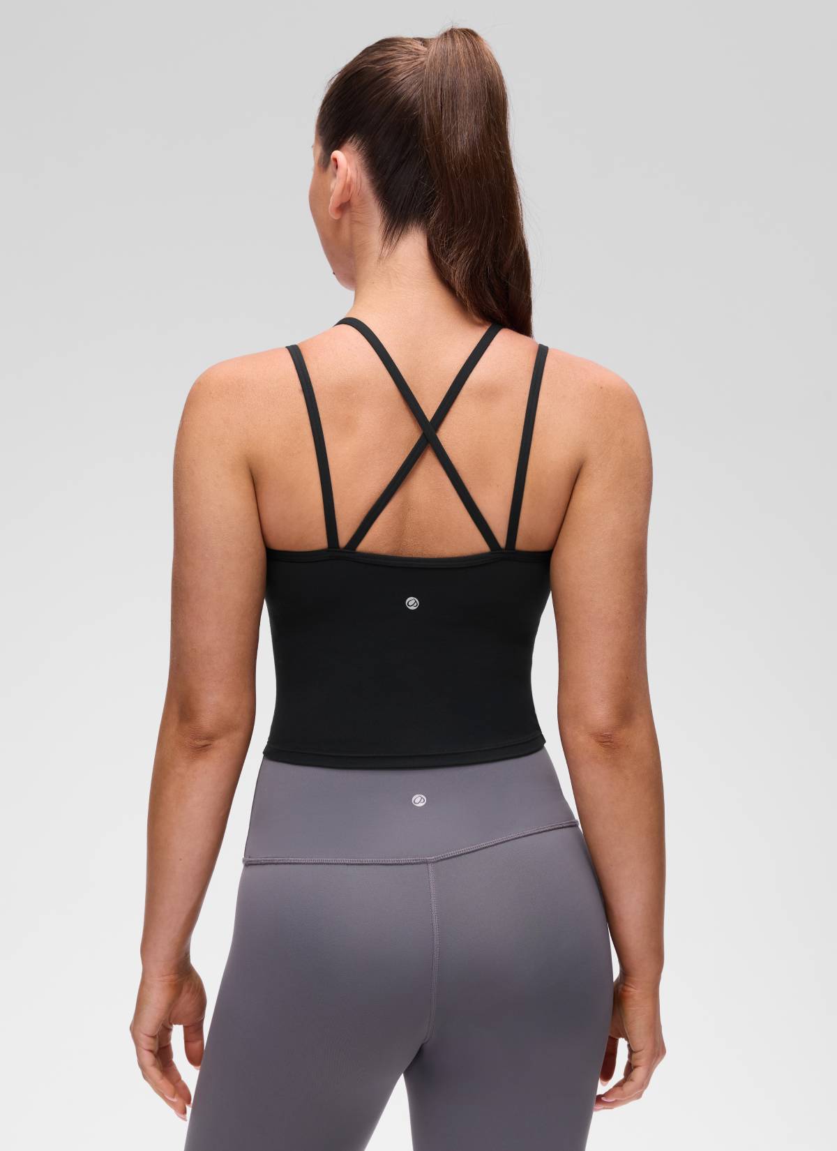 CRZ YOGA Women's Butterluxe Yoga V Neck Cross Back Built in Bra Tank Black