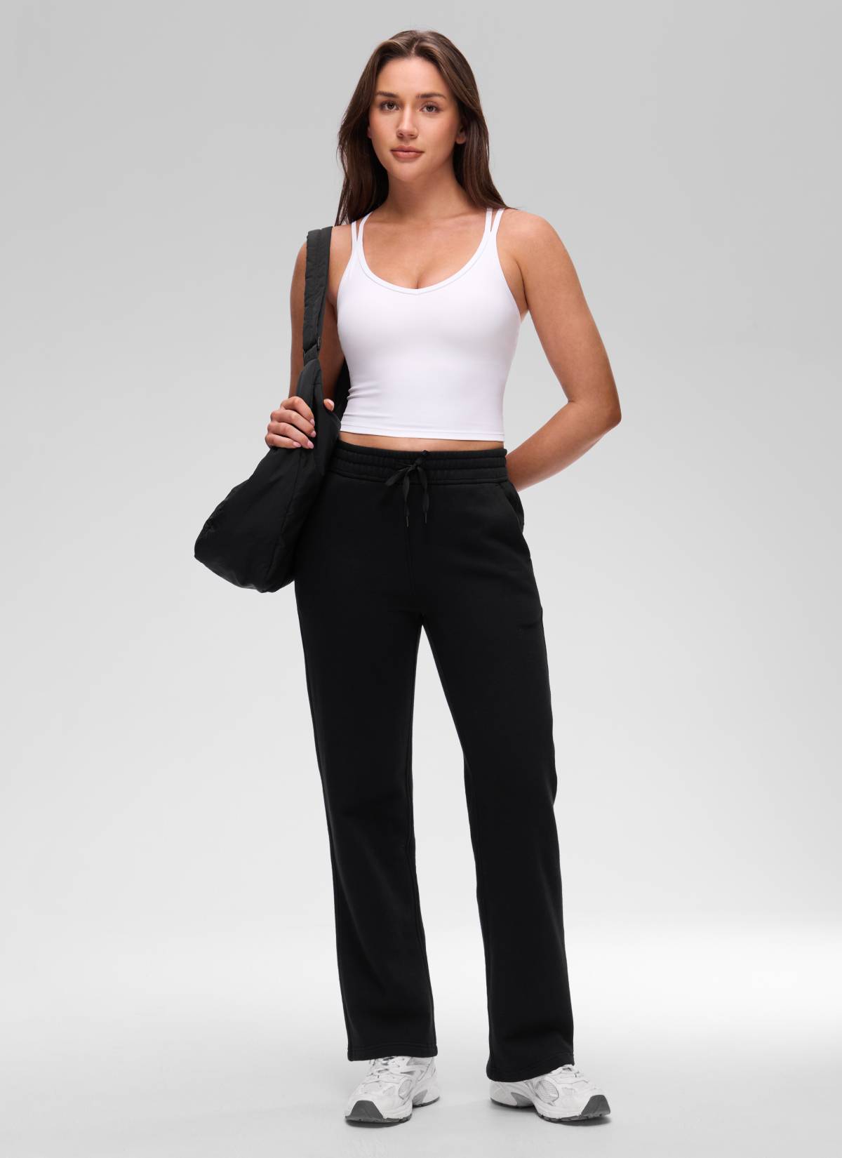 CRZ YOGA Women's Butterluxe Yoga V Neck Cross Back Built in Bra Tank White