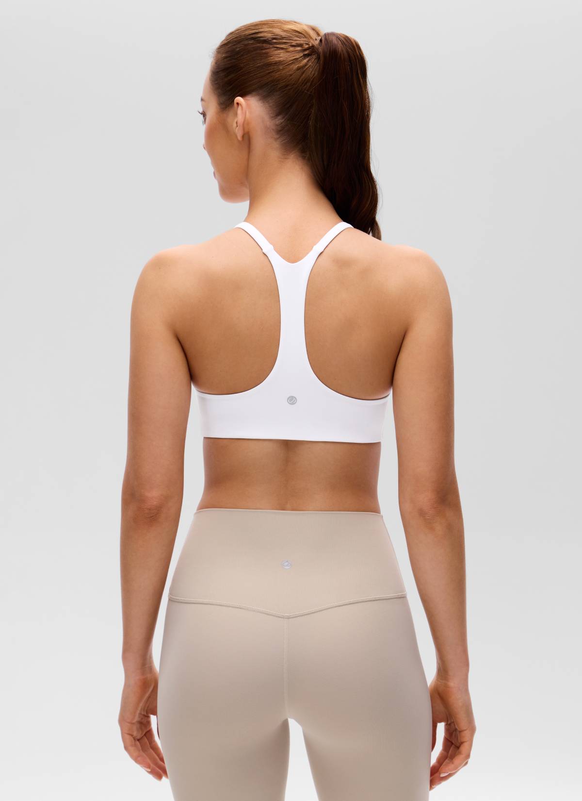 CRZ YOGA Women's Butterluxe V Neck  Racerback Thin Straps Sports Bra White