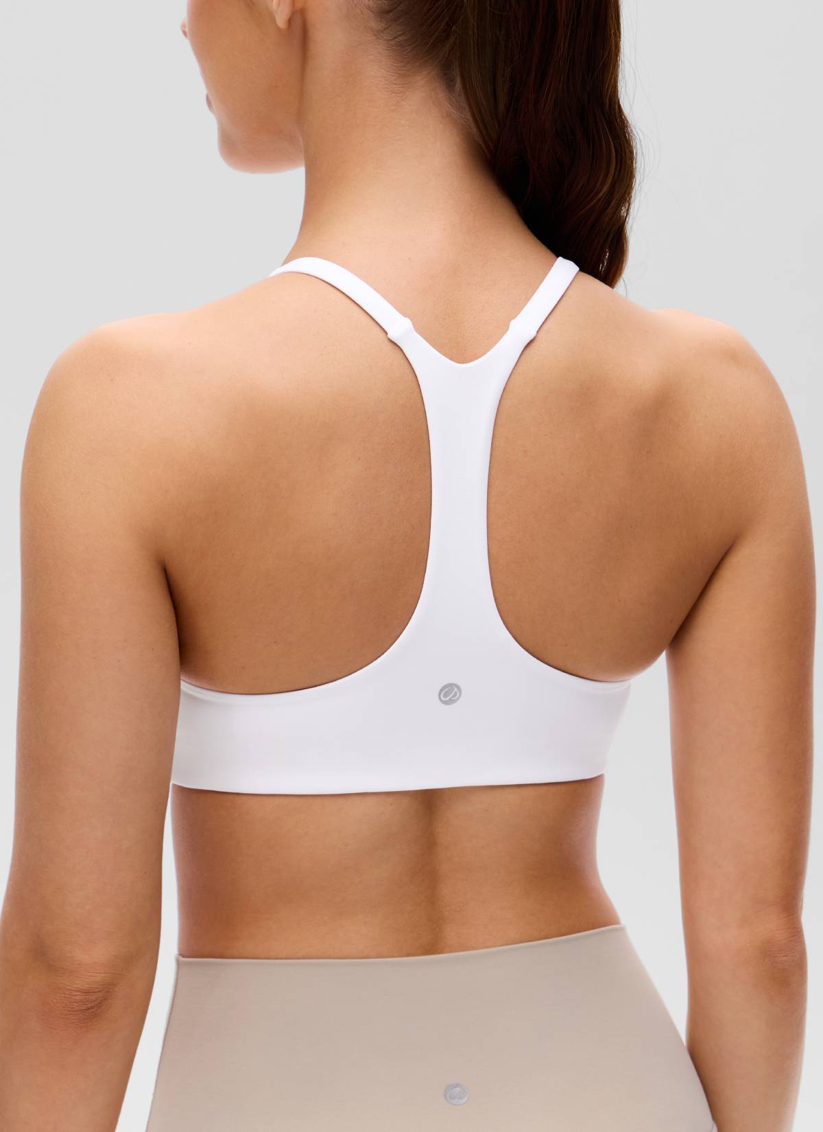 CRZ YOGA Women's Butterluxe V Neck  Racerback Thin Straps Sports Bra White