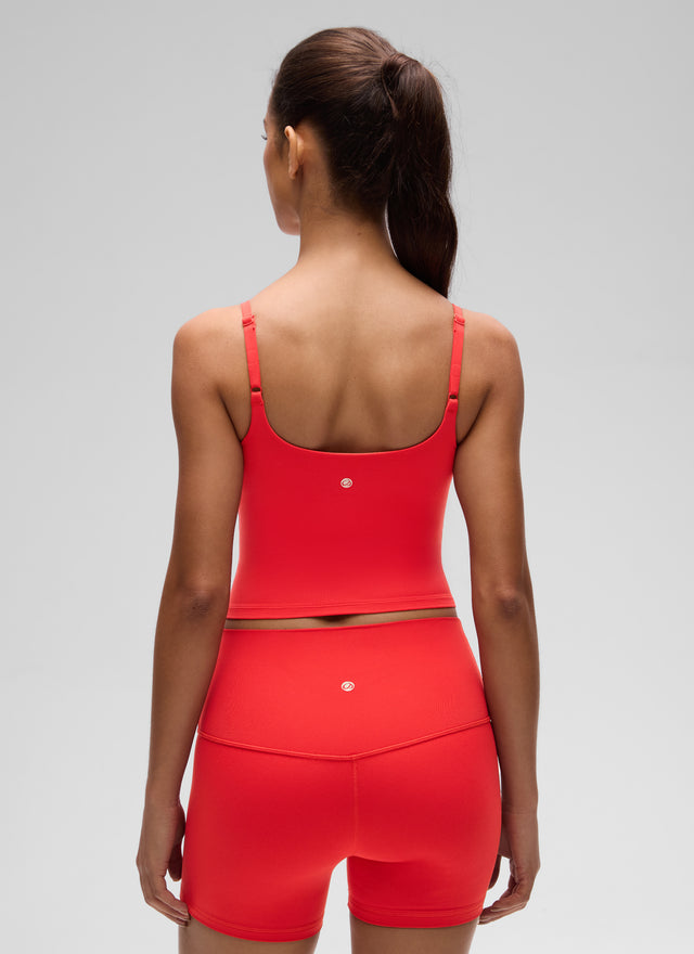 CRZ YOGA Women's Butterluxe Yoga Ruched V Neck U Back Crop Padded Tank Deep Red