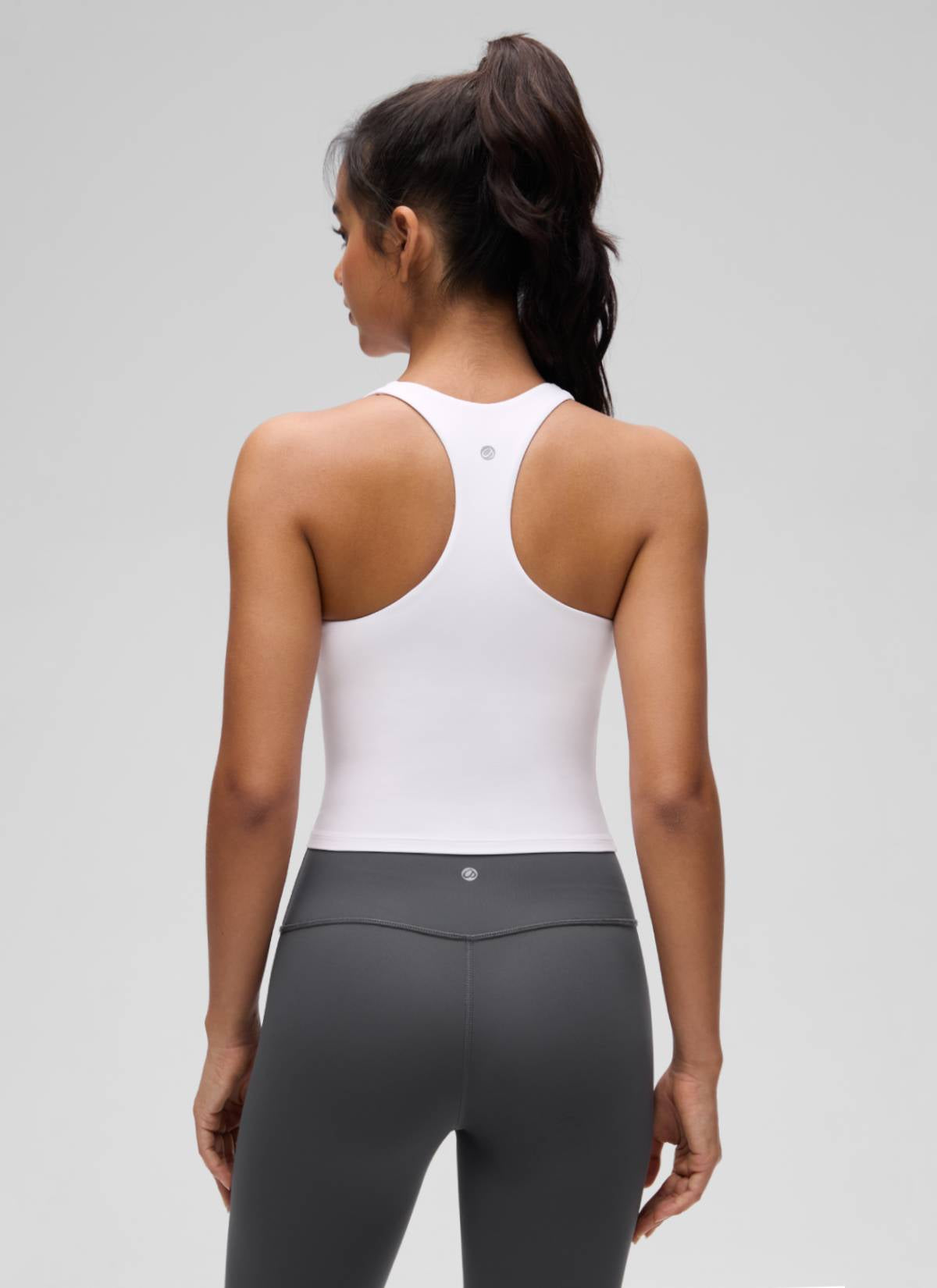 CRZ YOGA Women's Butterluxe Yoga V Neck RacerBack Built in Bra Tank White @model_info:Liss