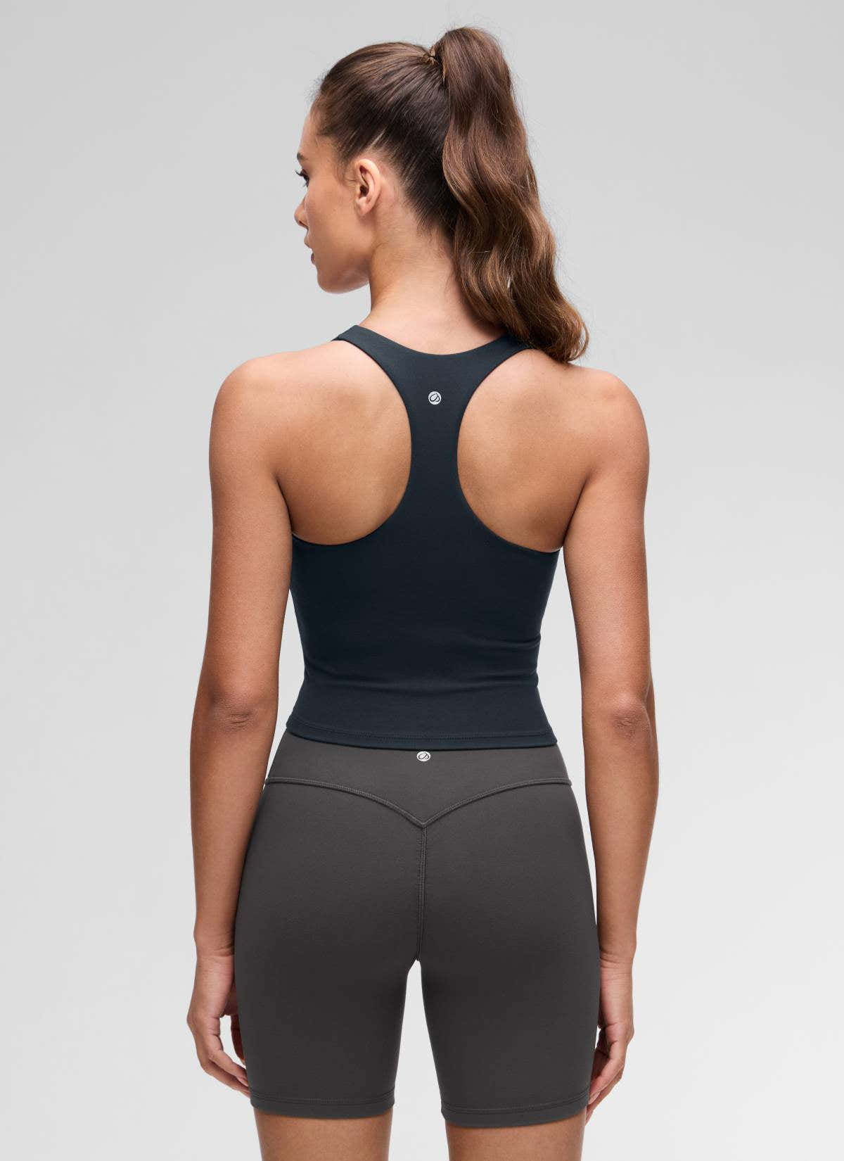 CRZ YOGA Women's Butterluxe Yoga V Neck RacerBack Built in Bra Tank True Navy @model_info:Maria