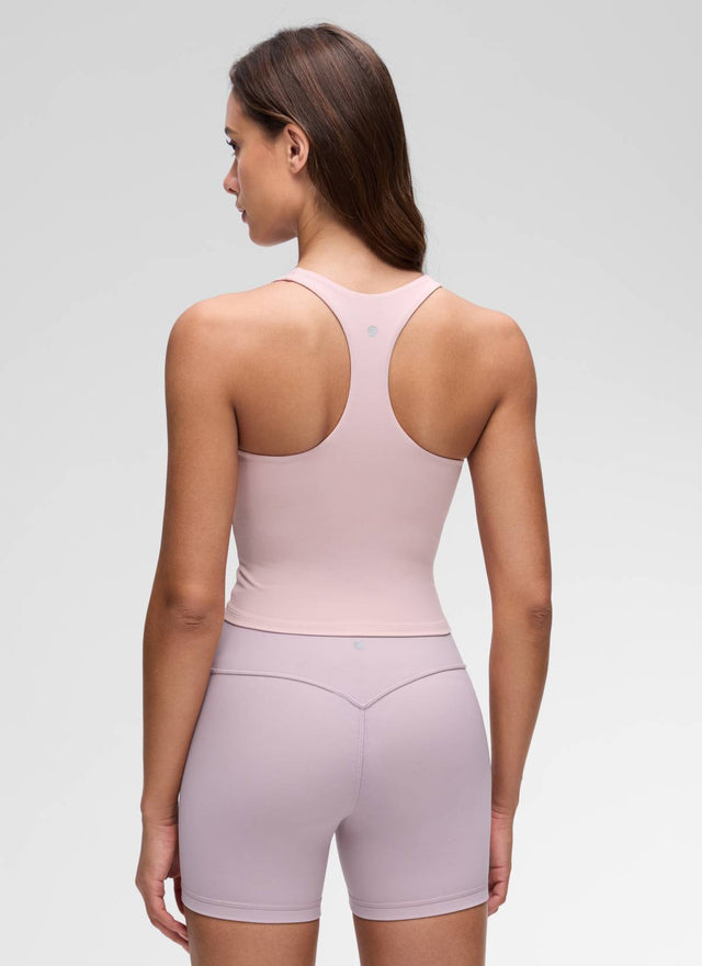 CRZ YOGA Women's Butterluxe Yoga V Neck RacerBack Built in Bra Tank Pink Haze @model_info:Maria