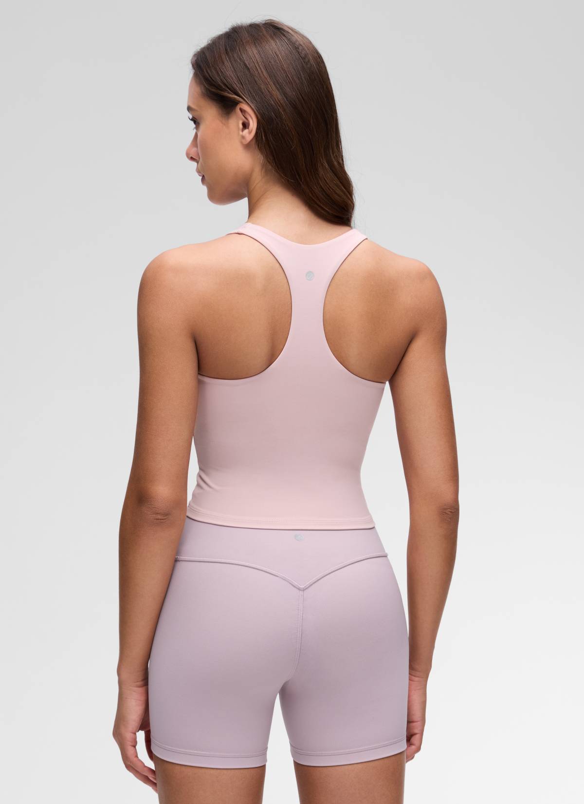 CRZ YOGA Women's Butterluxe Yoga V Neck RacerBack Built in Bra Tank Pink Haze @model_info:Maria