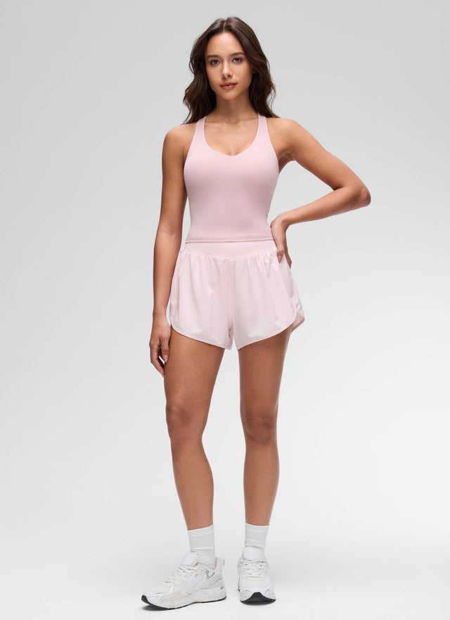 CRZ YOGA Women's Butterluxe Yoga V Neck RacerBack Built in Bra Tank Pink Haze @model_info:Maria