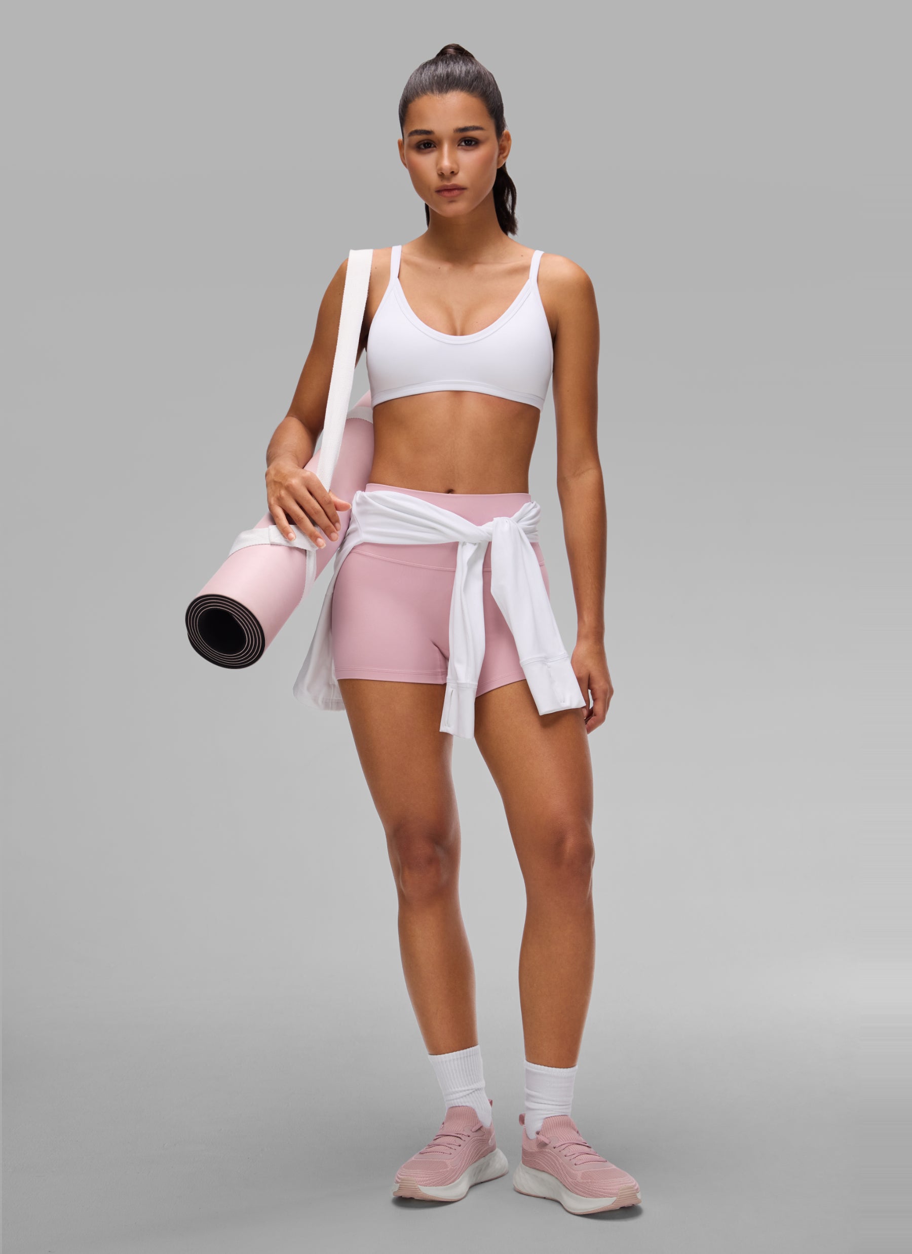 CRZ YOGA Butterlift Women's Double Lined V Neck Workout Sports Bras White