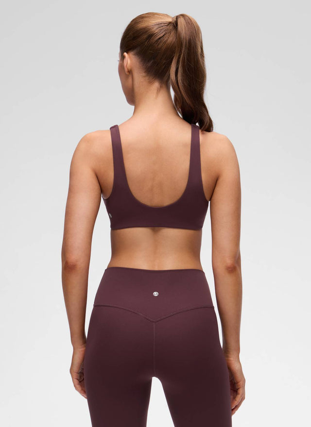 CRZ YOGA Women's Butterluxe Yoga Twist V Neck U Back Sports Bra Ripe Plum @model_info:Lary