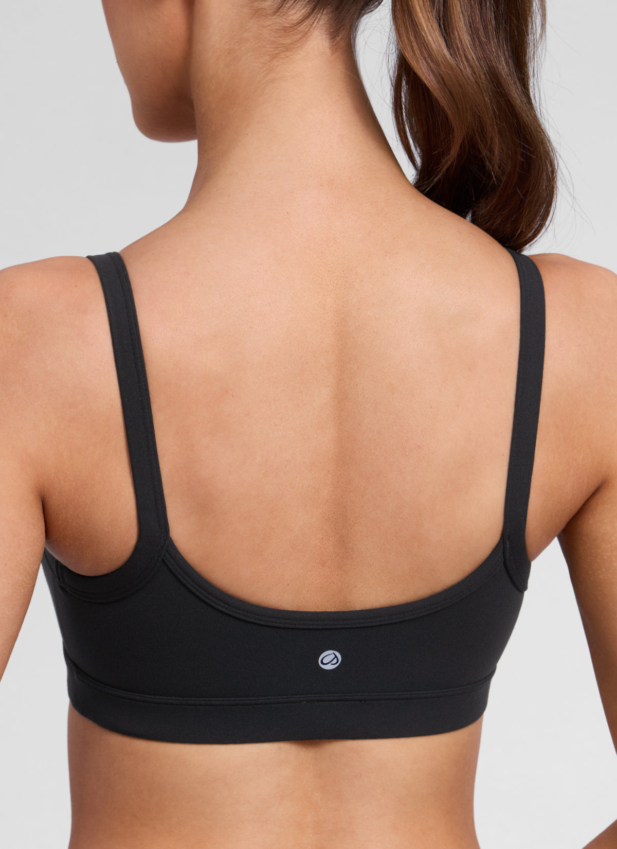 CRZ YOGA Women's Butterlift Workout Scoop Neck Double Lined Sports Bra Black @model_info:Lary